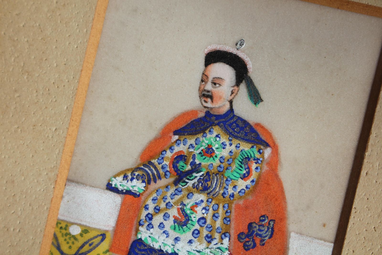 Early 19th Century Chinese Gouache On Pith Paper Portrait Noble Royal Gentleman photo Art