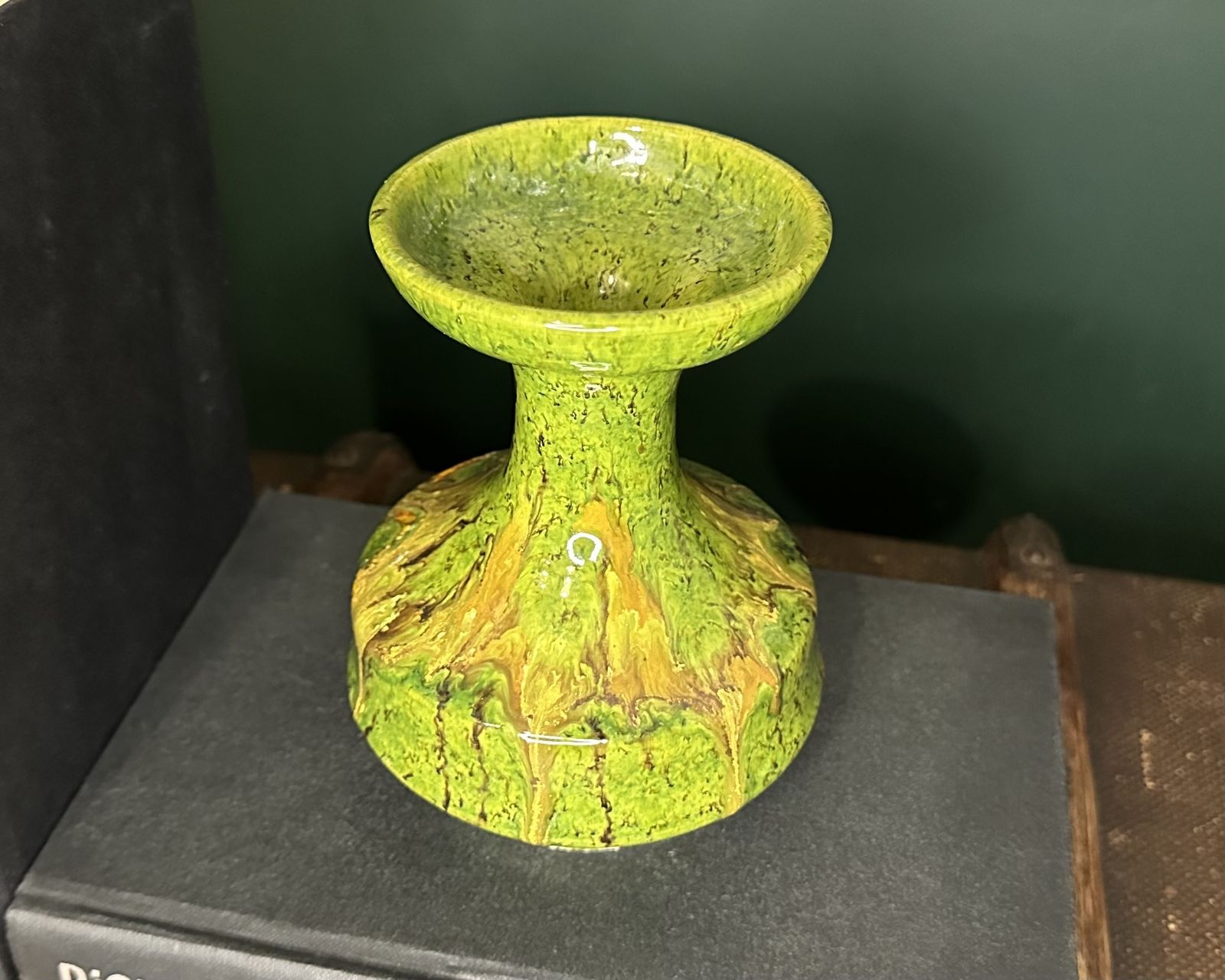 Striking Mid Century Fat Lava Style Drip Glaze Ceramic Vase