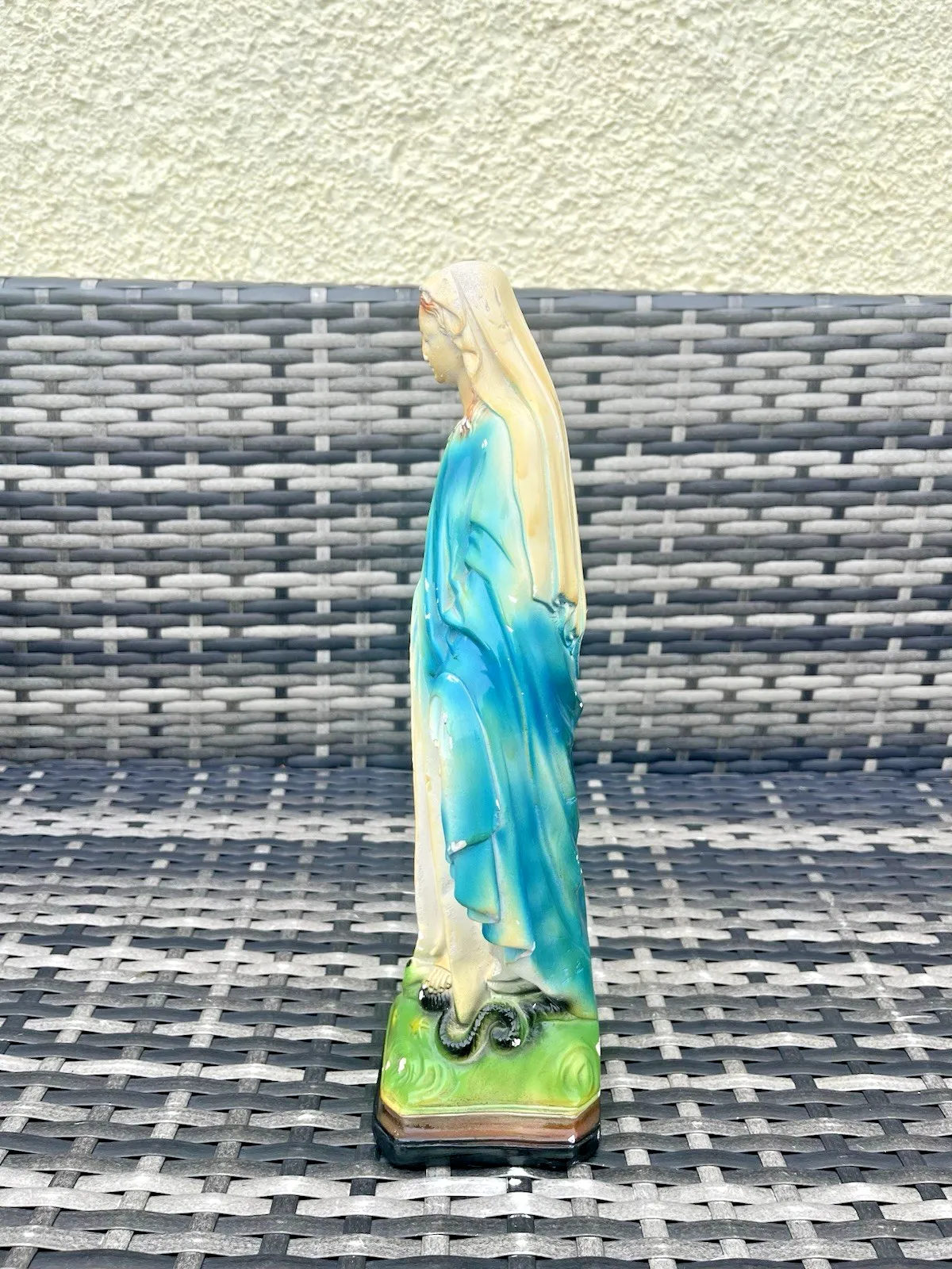 Antique 13" Italian Plaster Chalkware Virgin Mary Figurine Religious Sculpture photo 65.0