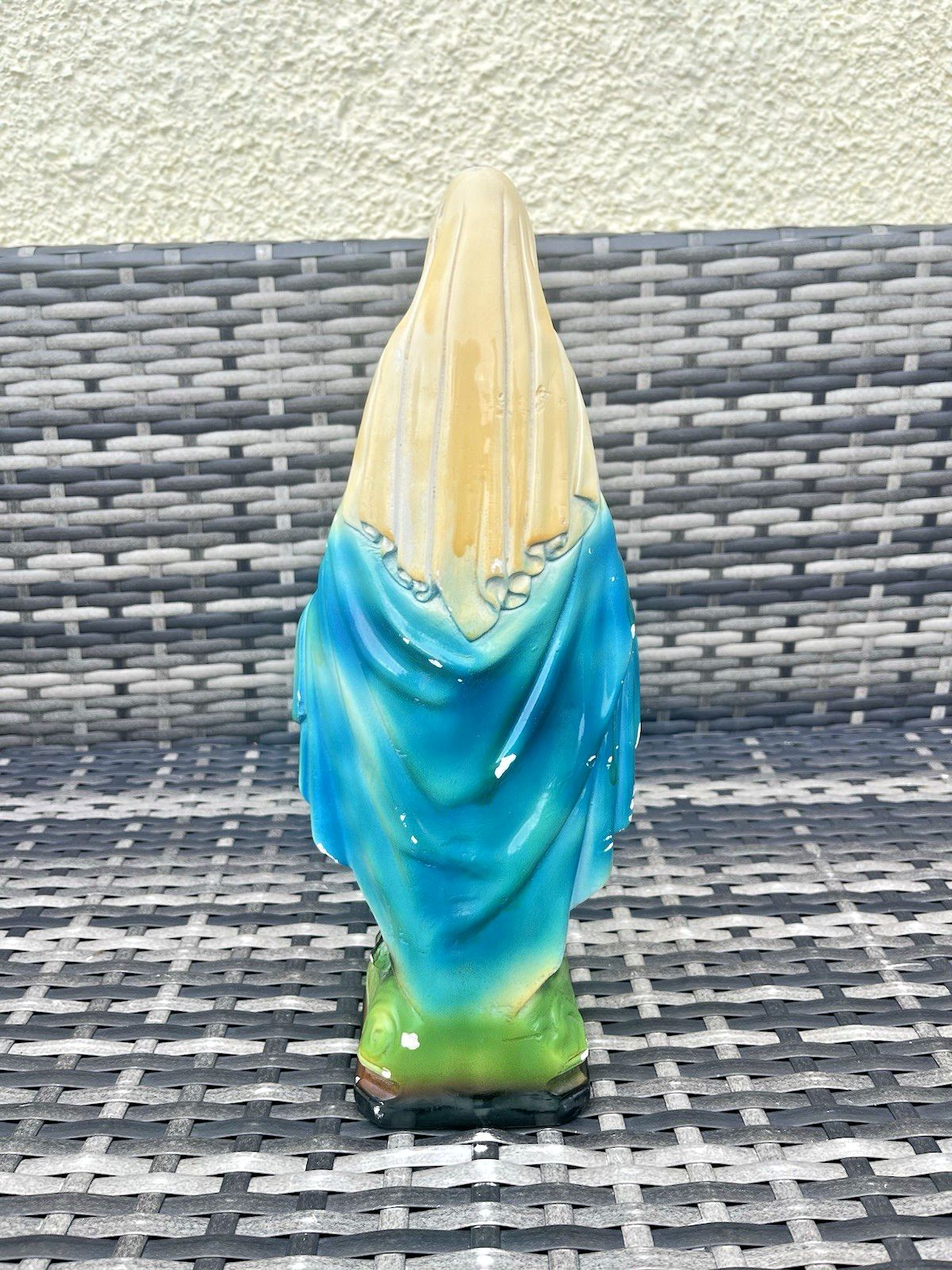 Antique 13" Italian Plaster Chalkware Virgin Mary Figurine Religious Sculpture photo vinterior
