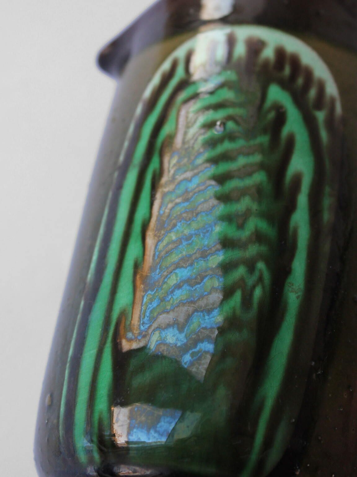 Vintage Ceramic Painted Green Glaze Pitcher photo furniture