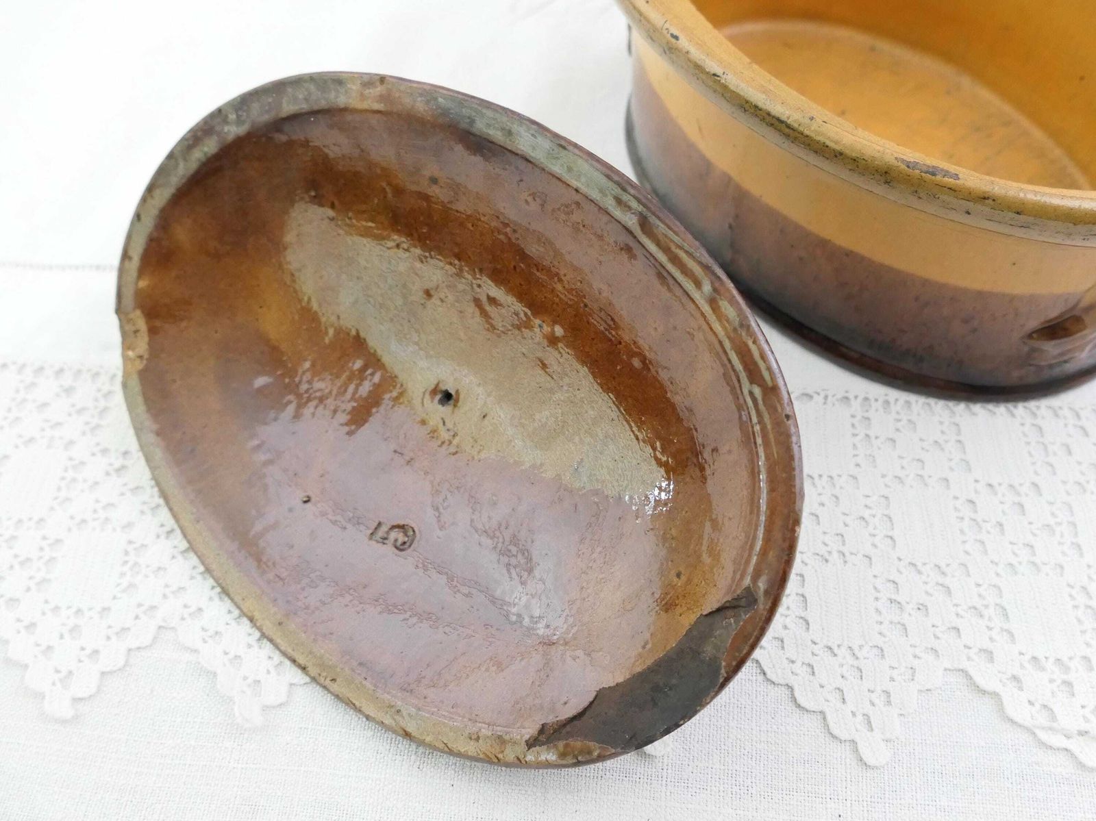 Grote Antieke Franse Terrine Van Steengoed, Vintage Boerenkeukenstijl, Frankrijk photo buy