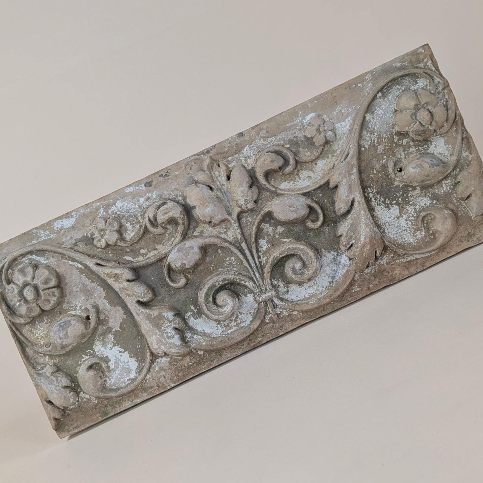 Antique French Century Terracotta Floral 19th Century Architectural Bas Relief Plaque Wall Art photo furniture