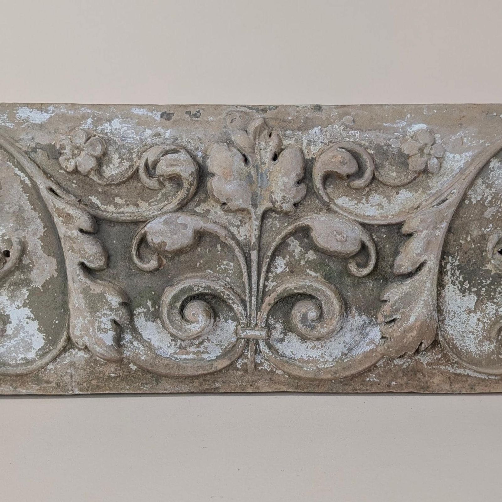 Antique French Century Terracotta Floral 19th Century Architectural Bas Relief Plaque Wall Art photo buy