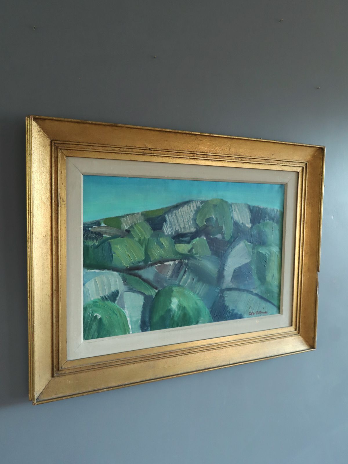 Hillside Rhythm  Oil Painting, Mid 20th Century photo for sale