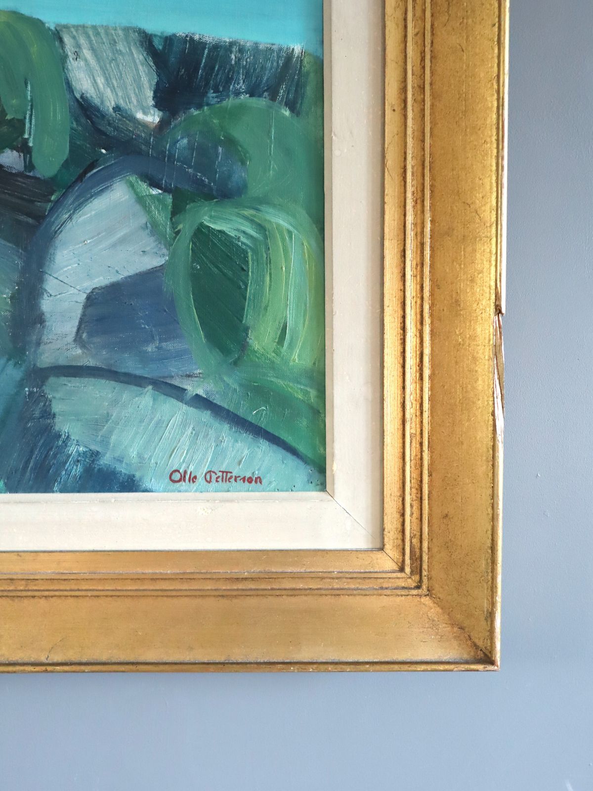 Hillside Rhythm  Oil Painting, Mid 20th Century photo vintage