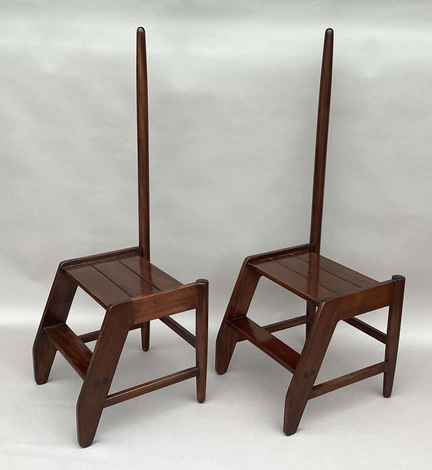 Early C20th Pair Of Mahogany Library Steps Of Unusual Form photo 3080.0