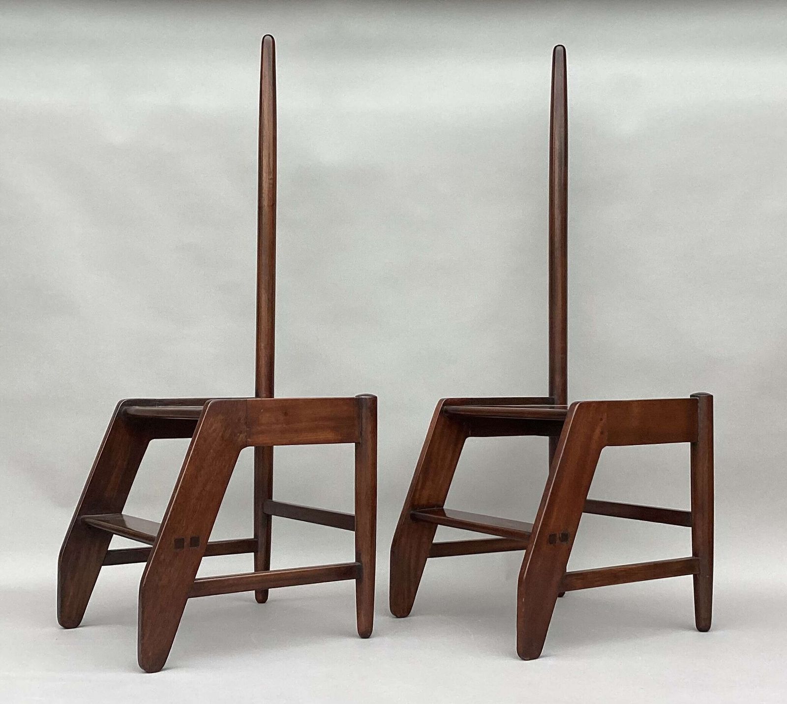 Early C20th Pair Of Mahogany Library Steps Of Unusual Form photo buy