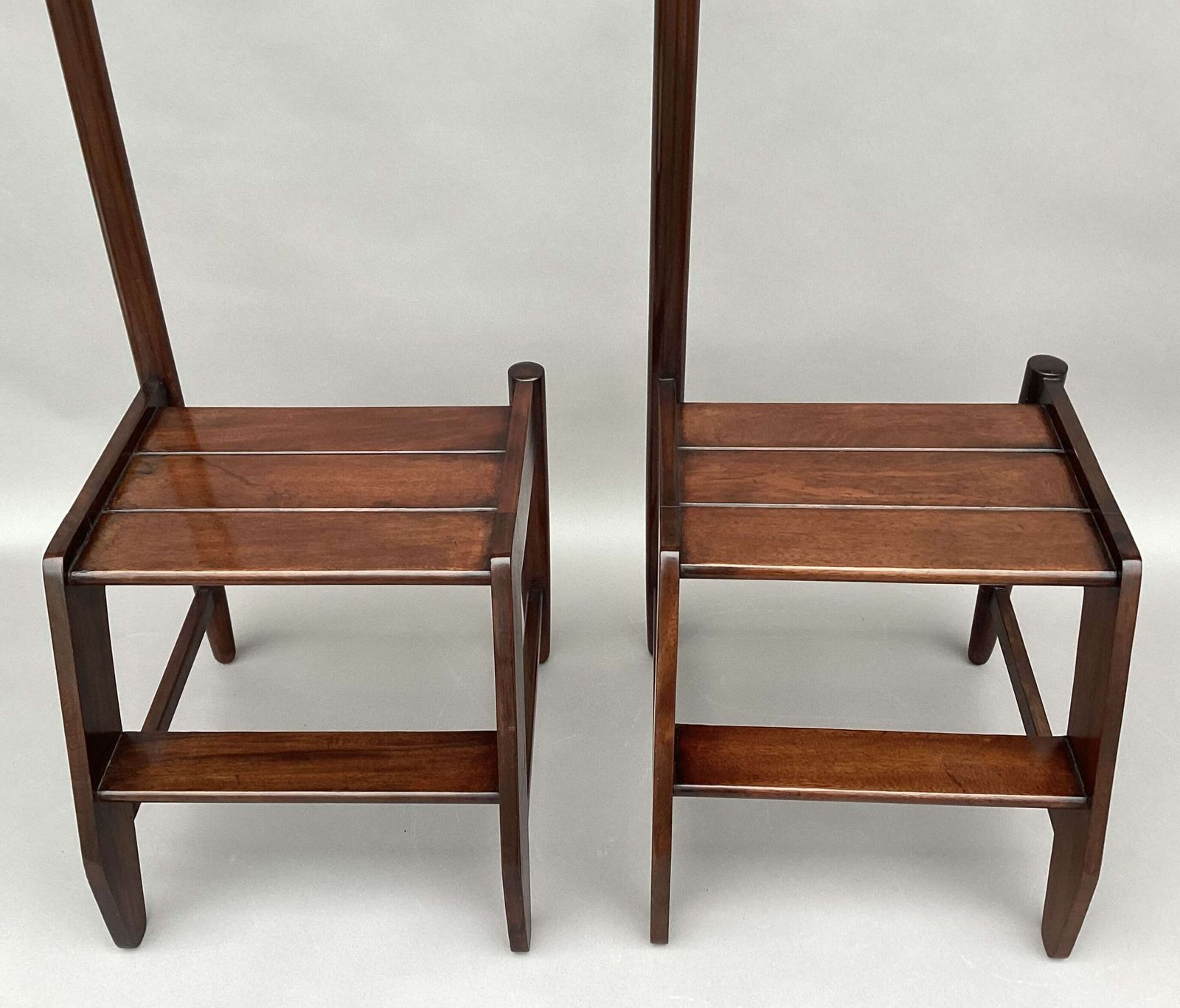 photo for sale Early C20th Pair Of Mahogany Library Steps Of Unusual Form