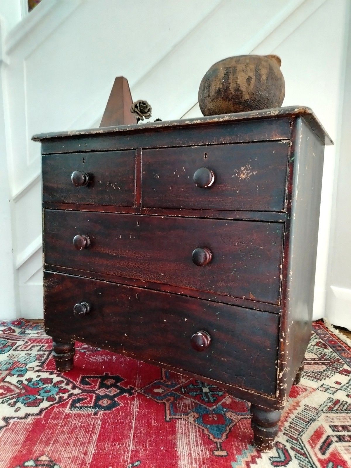 Victorian Scumbled Stained Pine  Chest Of Drawers 2 Over 2  C.1870 *****Rare****