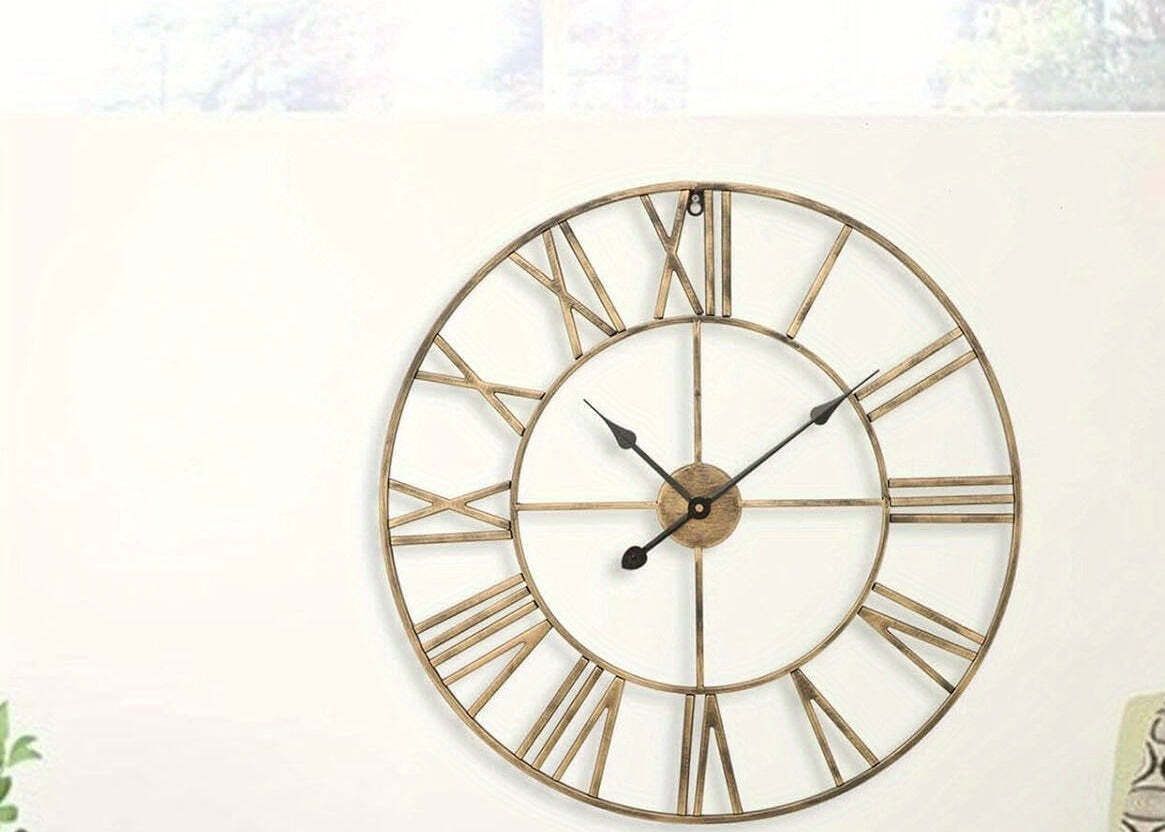 Vintage Metal Wall Clock Silent Roman Numerals photo buy