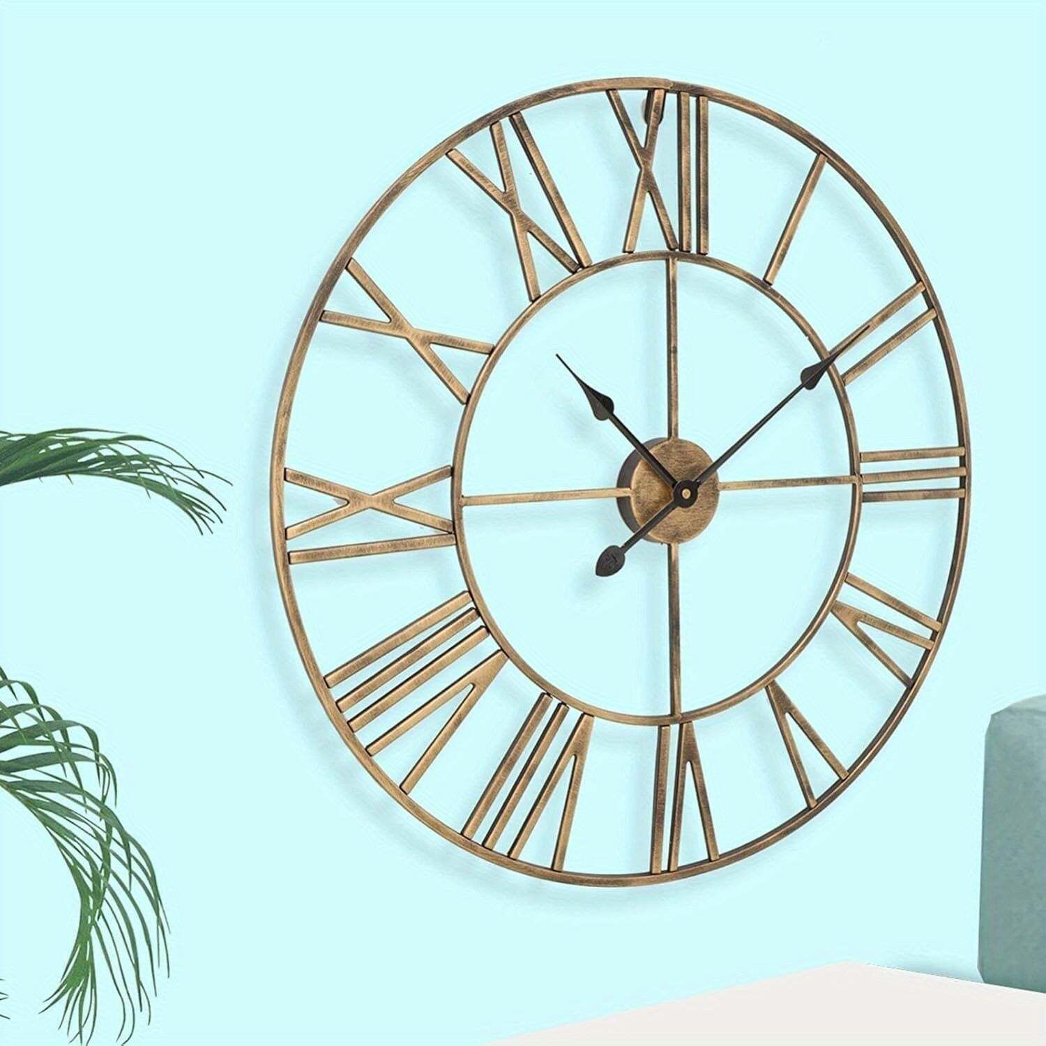 photo furniture Vintage Metal Wall Clock Silent Roman Numerals