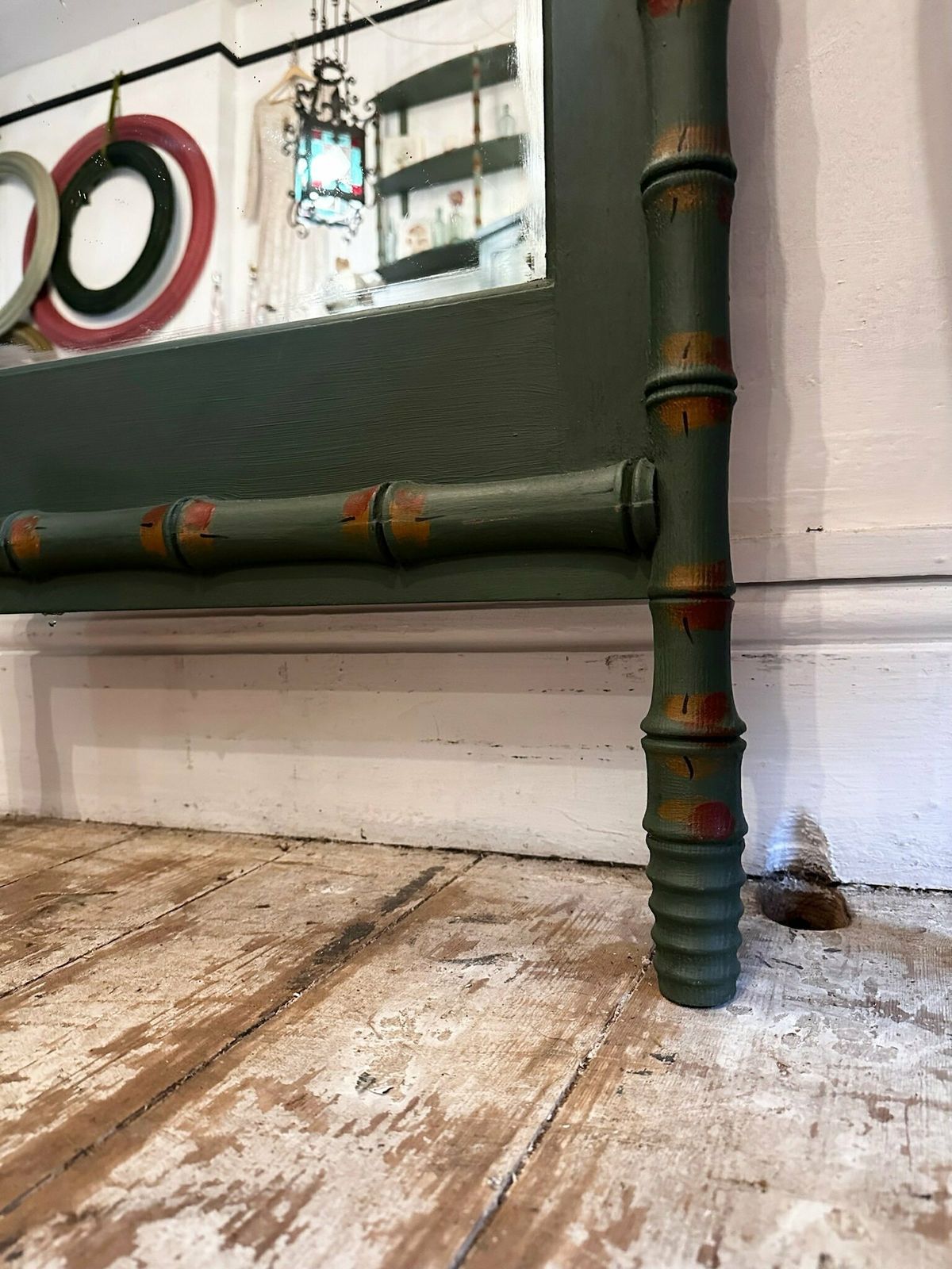 "Made By Muirshin" Faux Bamboo Overpainted Full Length Mirror photo buy