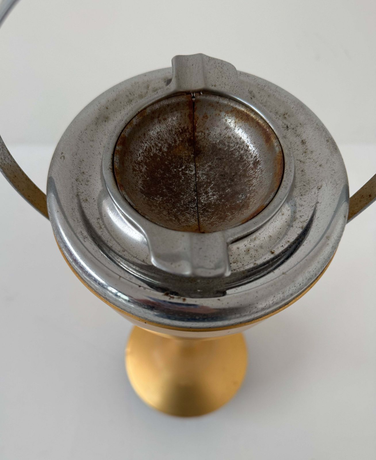 Vintage Swinging Ashtray In Gold Metal   1960s Design photo for sale