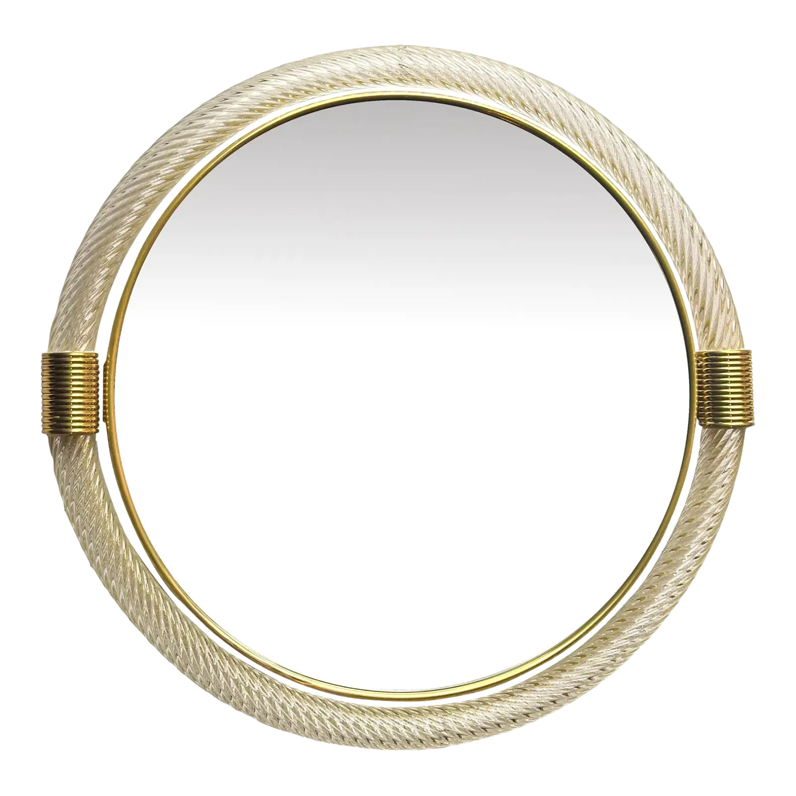 Venetian Round"Torgiglione Torchon" Murano Glass Wall Mirror In Barovier Style