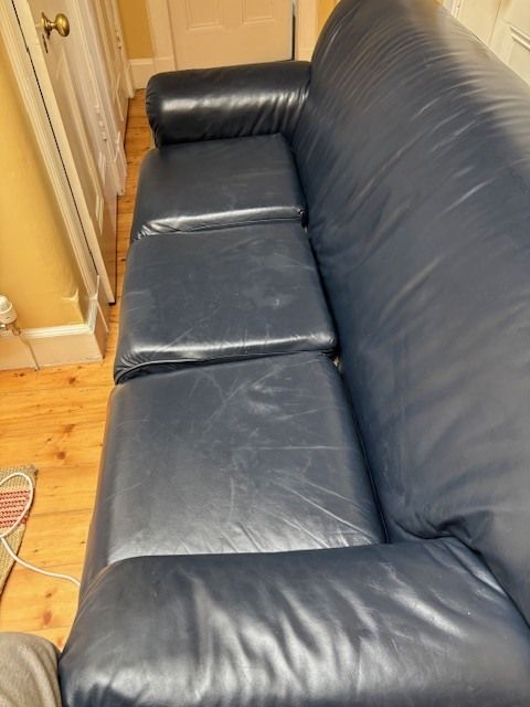 Solid Oak 3 Seater Leather Sofa photo furniture