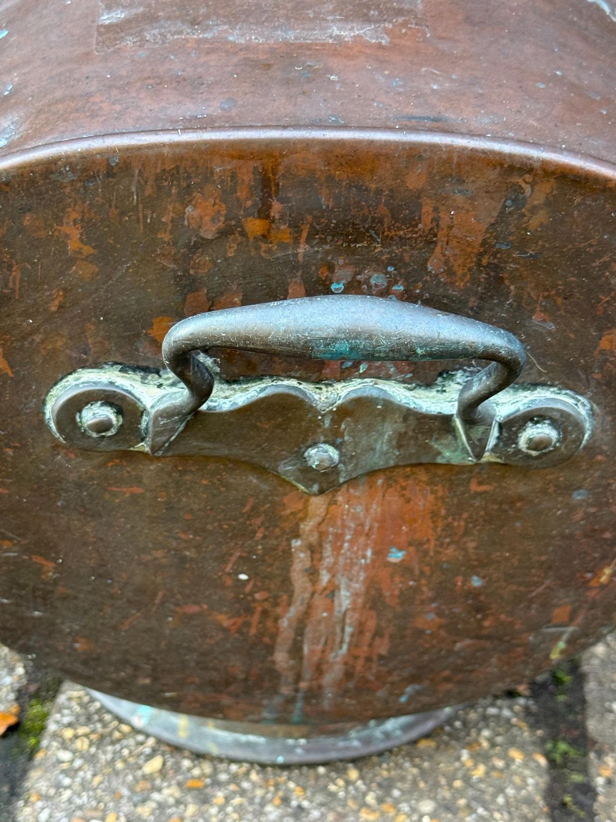 Antique Edwardian Copper Coal Scuttle With Brass Handles – Early 1900s English Fireside Bucket / Vintage Patinated Copper Planter photo vinterior