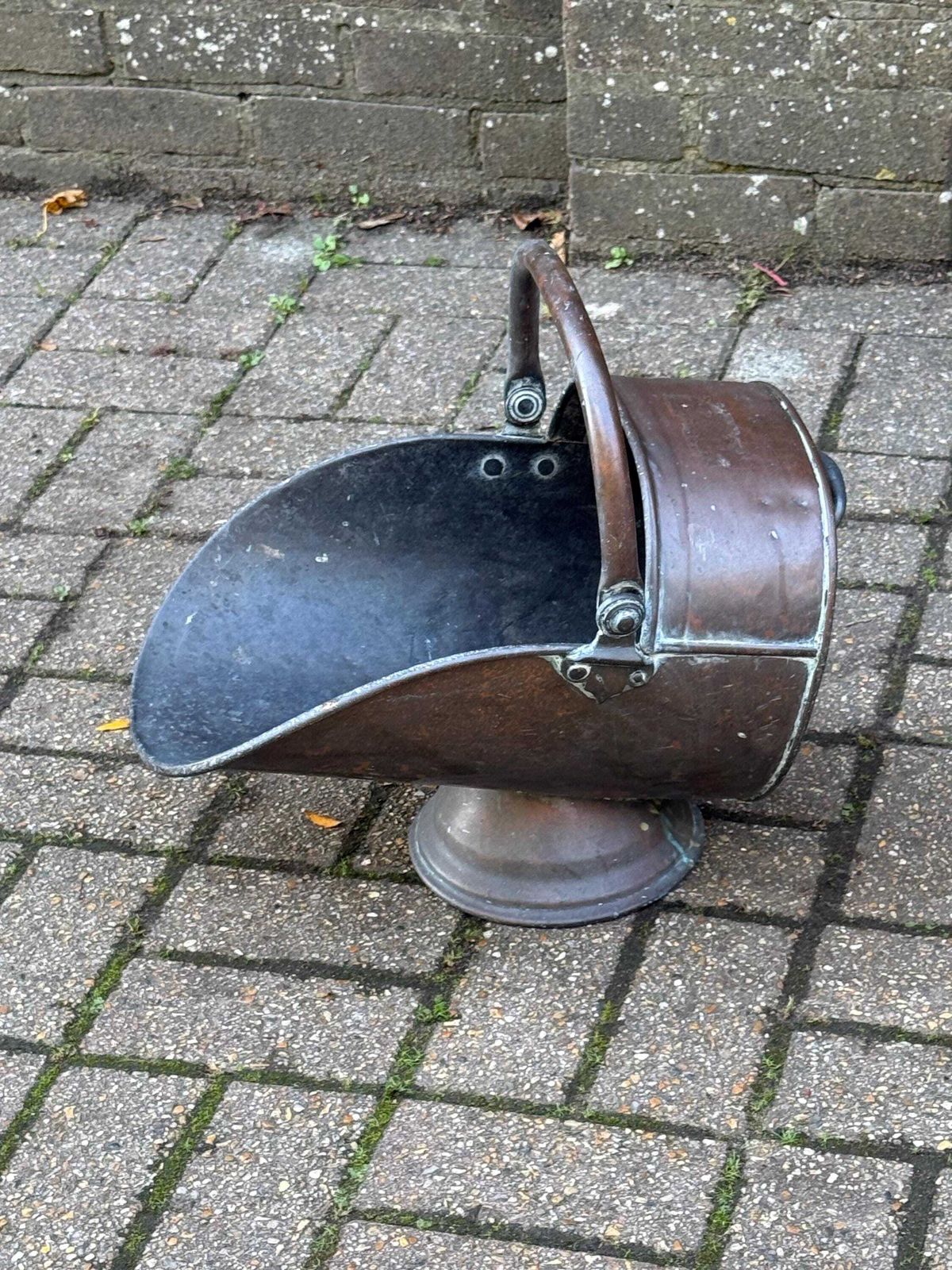 Antique Edwardian Copper Coal Scuttle With Brass Handles – Early 1900s English Fireside Bucket / Vintage Patinated Copper Planter photo buy