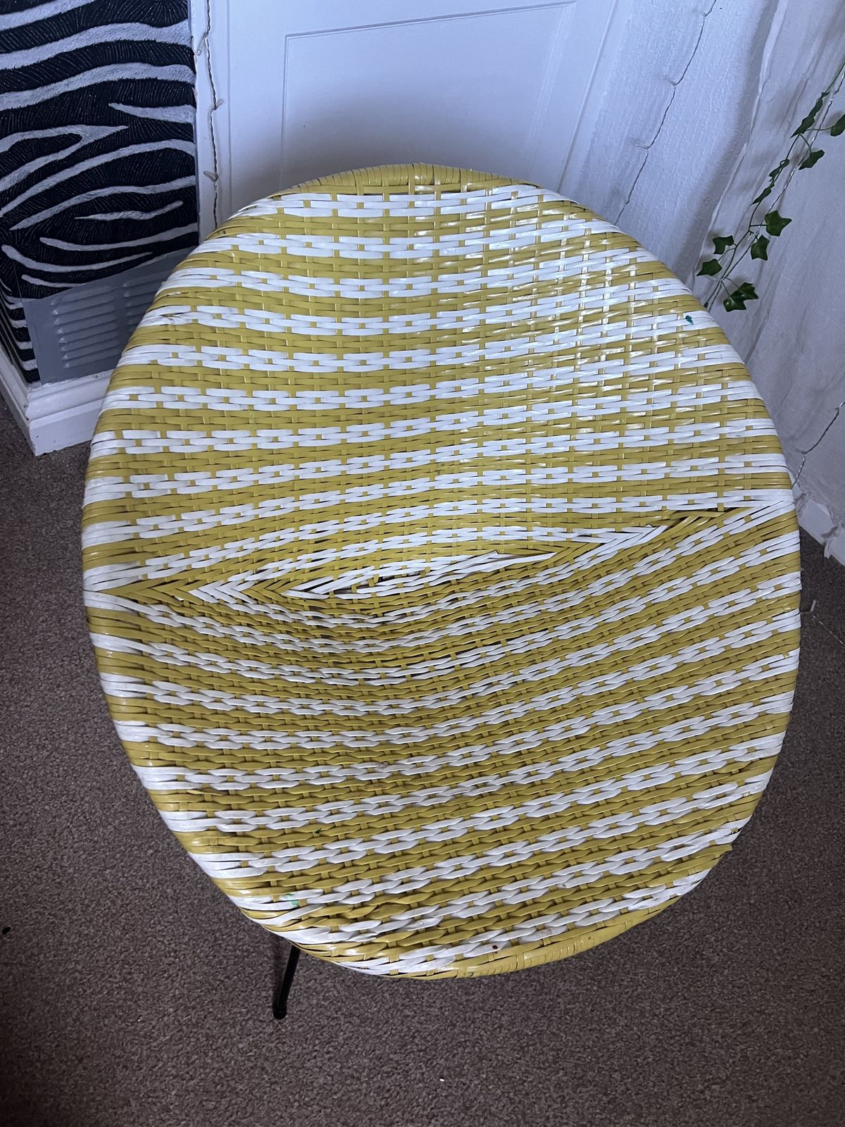 1950s Vintage Yellow & White Rattan Satellite Chair photo 250.0