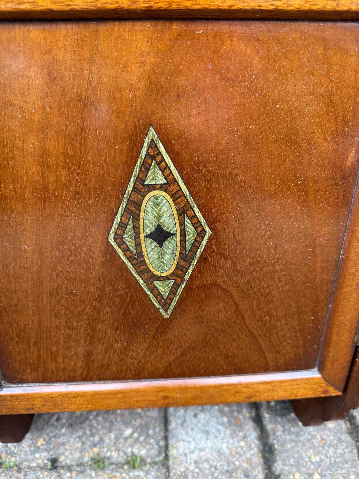 Antique 1910s/20s Art Nouveau Inlaid Wall Cupboard / Bedside Cabinet – Mahogany & Marquetry Design photo for sale