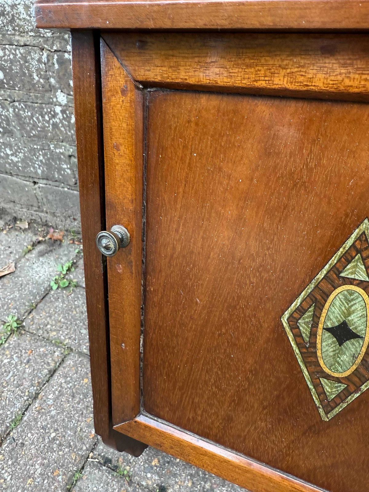 Antique 1910s/20s Art Nouveau Inlaid Wall Cupboard / Bedside Cabinet – Mahogany & Marquetry Design photo Furniture