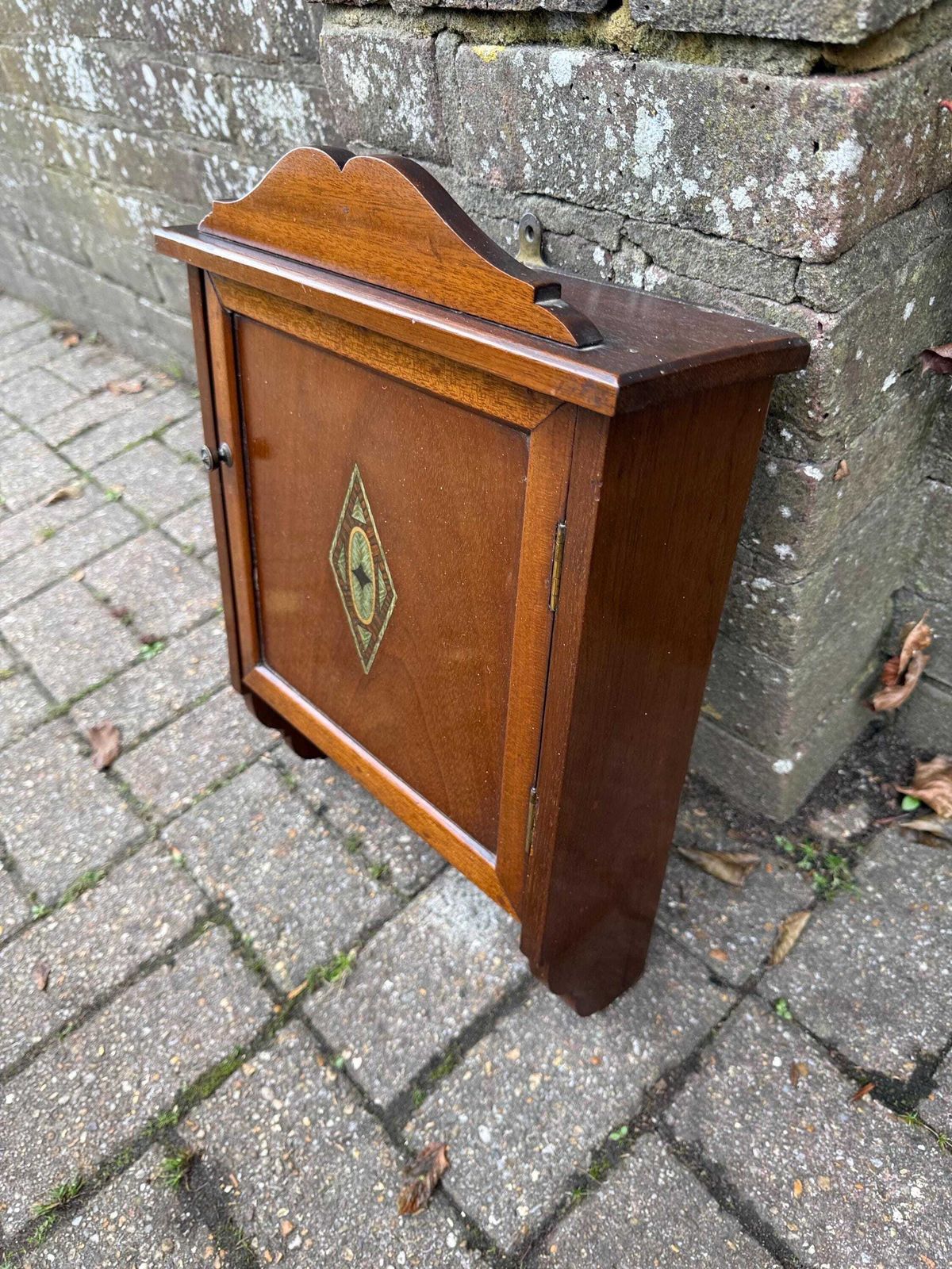 Antique 1910s/20s Art Nouveau Inlaid Wall Cupboard / Bedside Cabinet – Mahogany & Marquetry Design photo buy