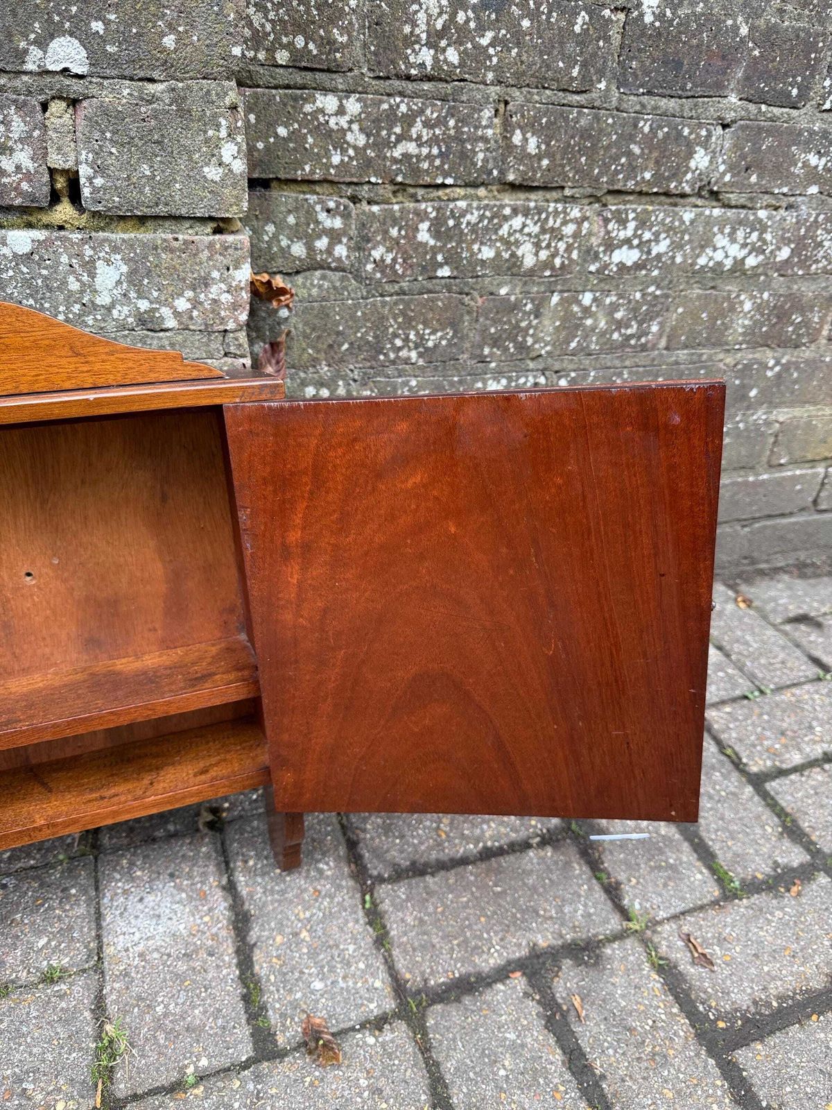 205.0 Antique 1910s/20s Art Nouveau Inlaid Wall Cupboard / Bedside Cabinet – Mahogany & Marquetry Design photo