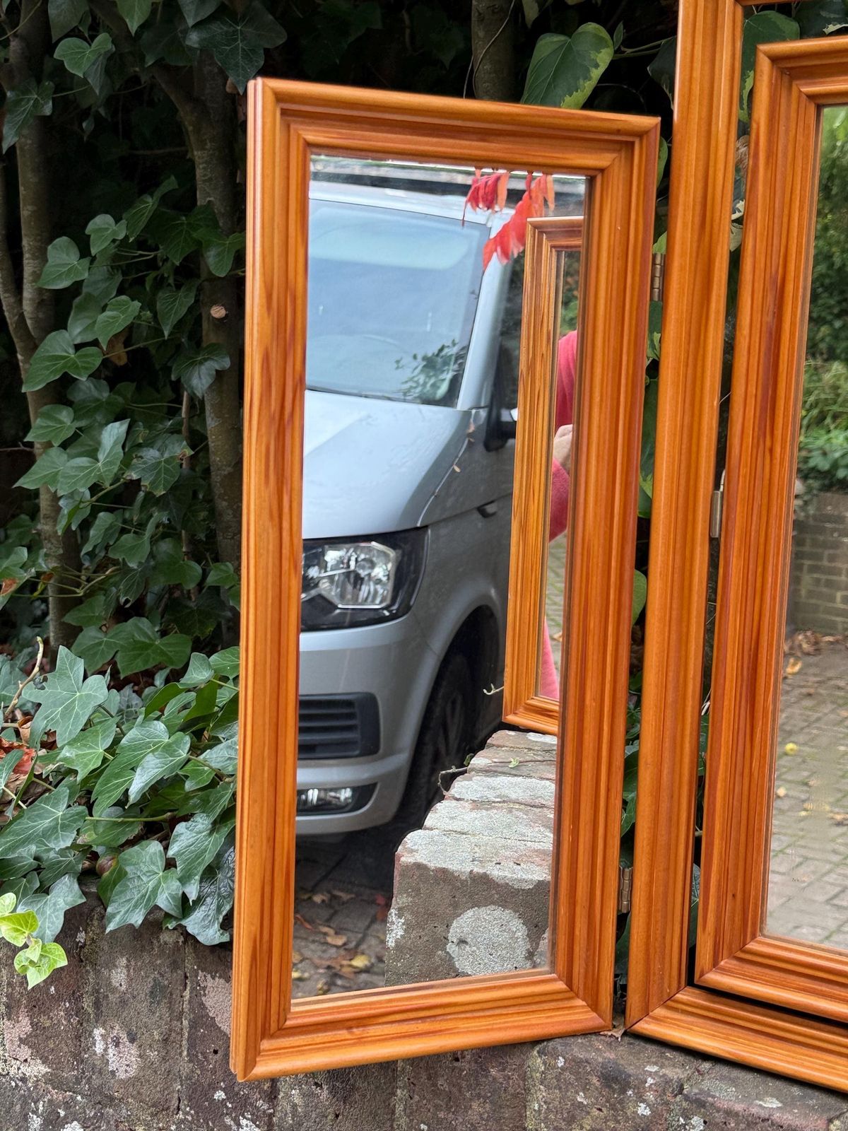 Vintage 1980s Pine Tri Fold Mirror – Retro Dressing Table Or Vanity Mirror / Warm Honey Wood Folding Mirror, Vintage Triple Mirror photo Home Decor