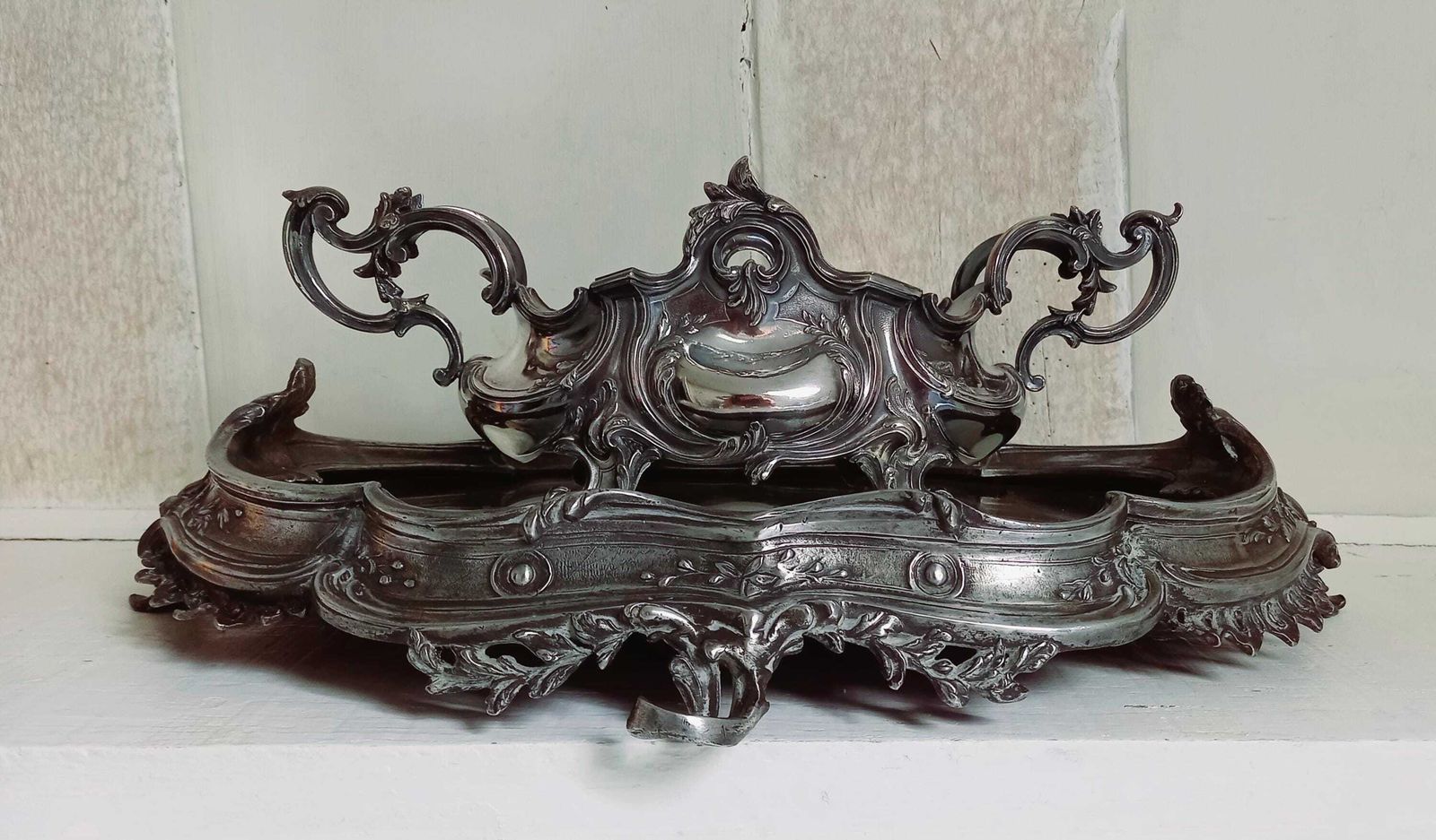 Antique French Jardiniere And Mirrored Stand Table Centrepiece Silver Plated photo buy