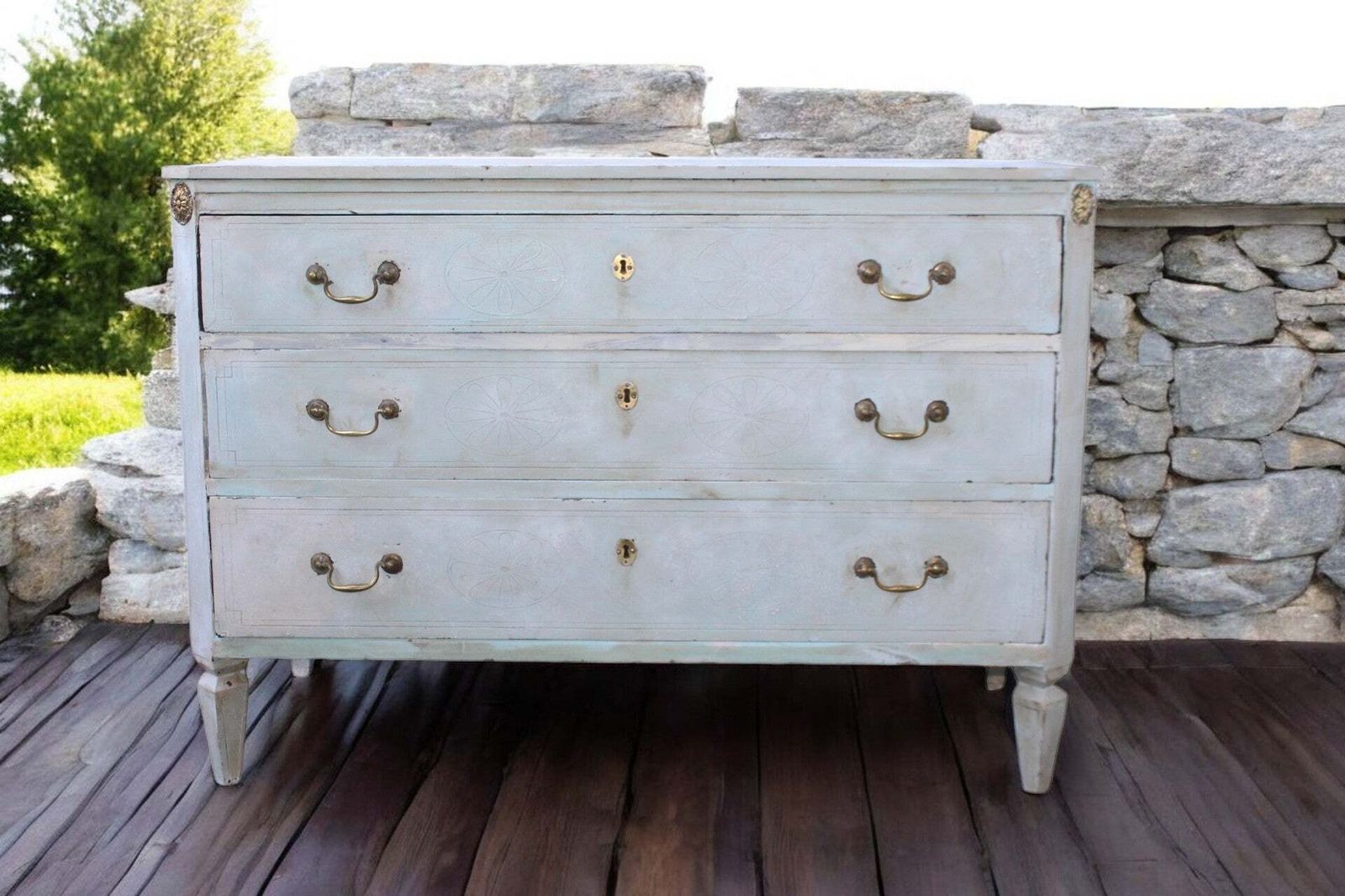 Gustavian Chest Of Drawers 18th Century Painted   – Swedish Neoclassical Commode, C.1770 photo furniture