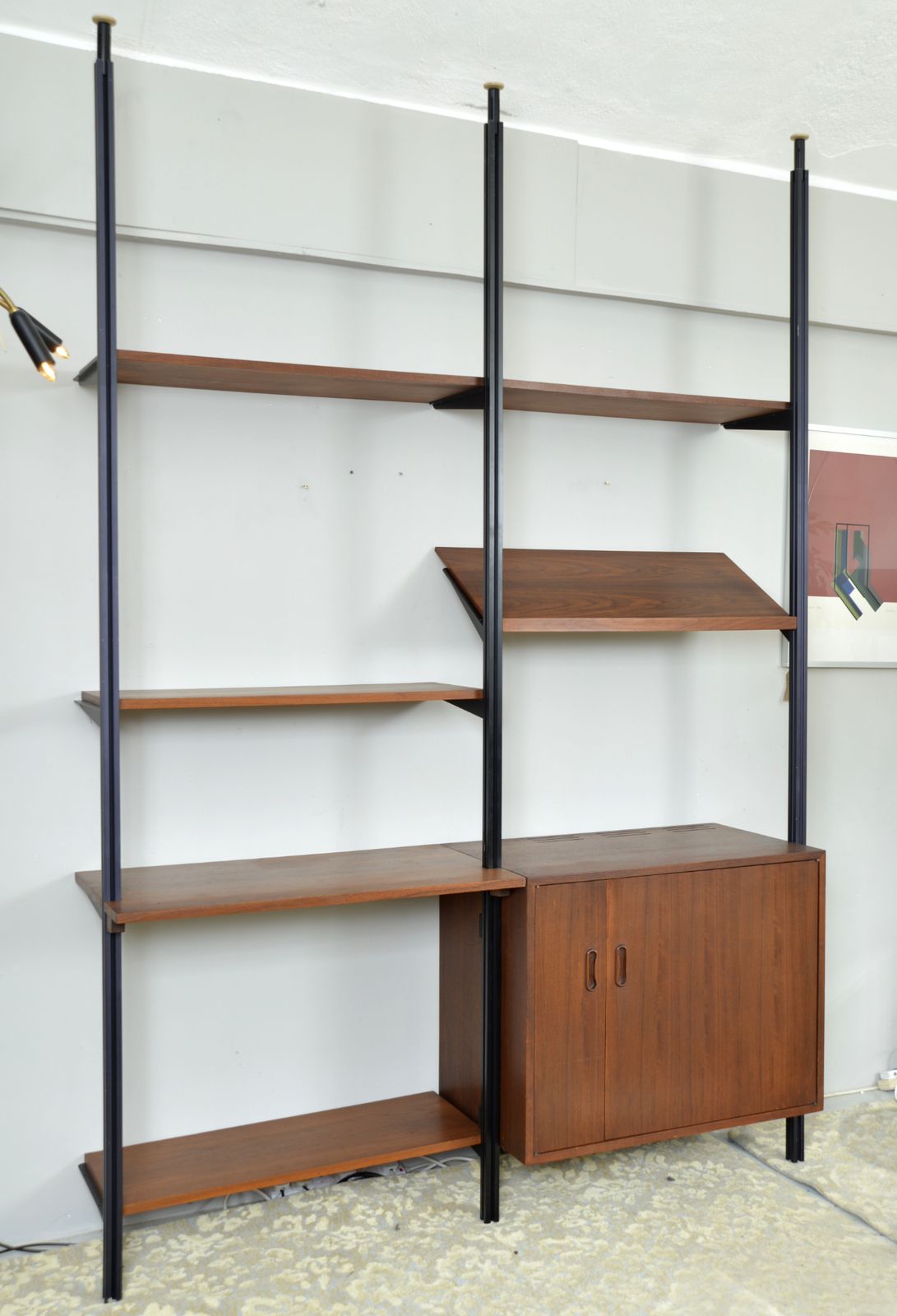 Midcentury George Nelson Omni Herman Miller Modular Shelving System Walnut 1950s photo furniture