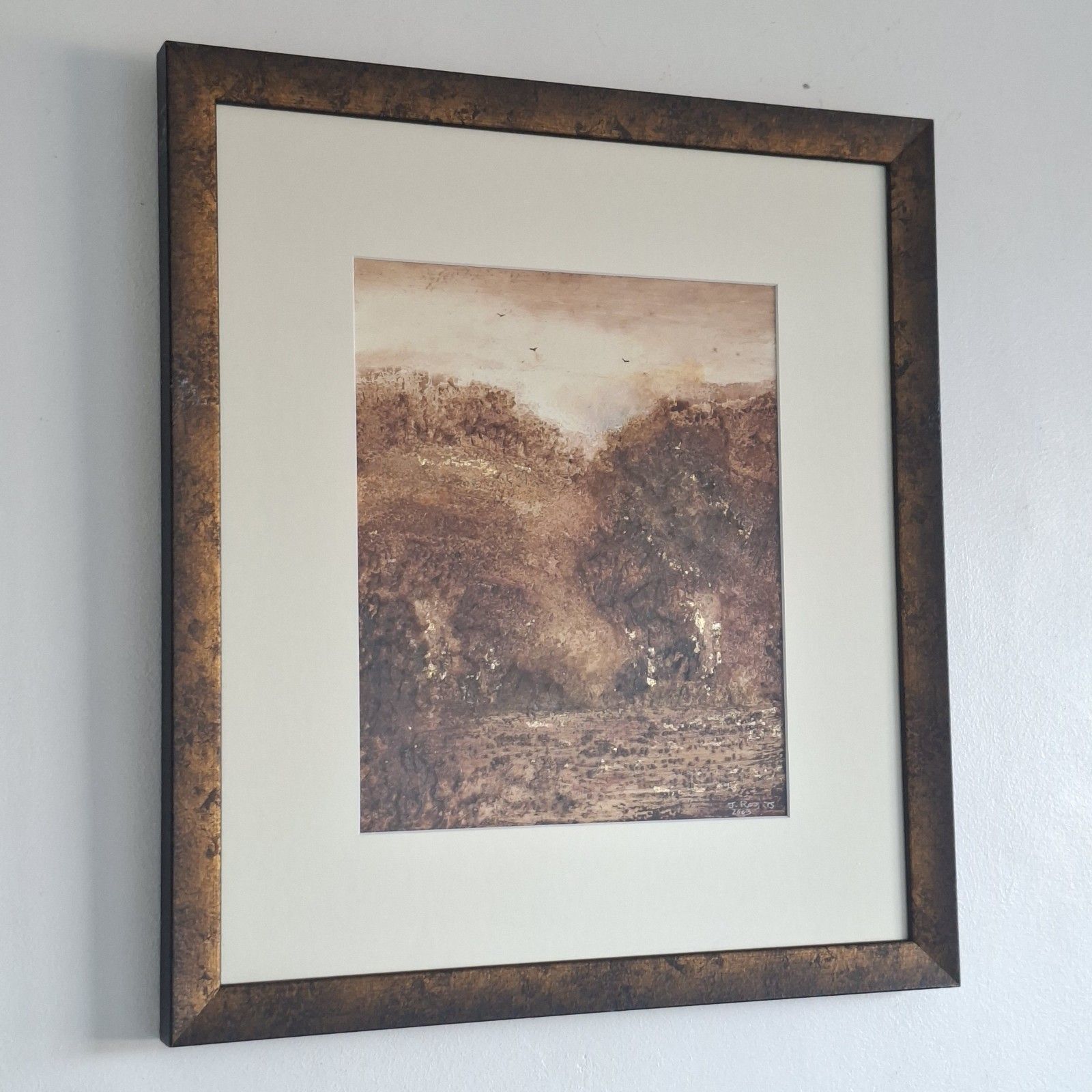 Original Mixed Media Painting Janet Rogers Gold Leaf Hillside Contemporary Art
