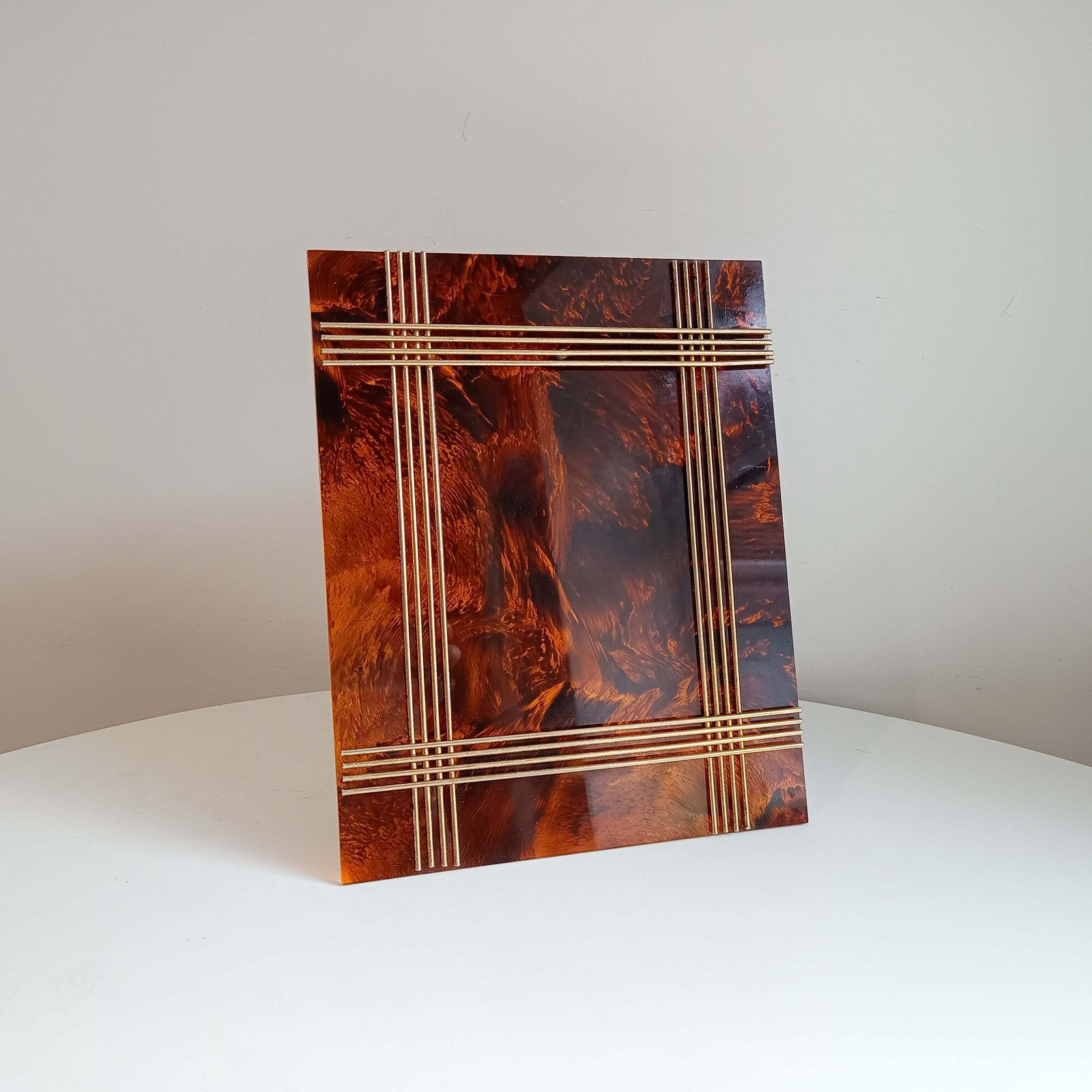 Vintage Midcentury Faux Tortoiseshell Lucite Frame In The Style Of Christian Dior Home Attr Gabriella Crespi photo vinterior