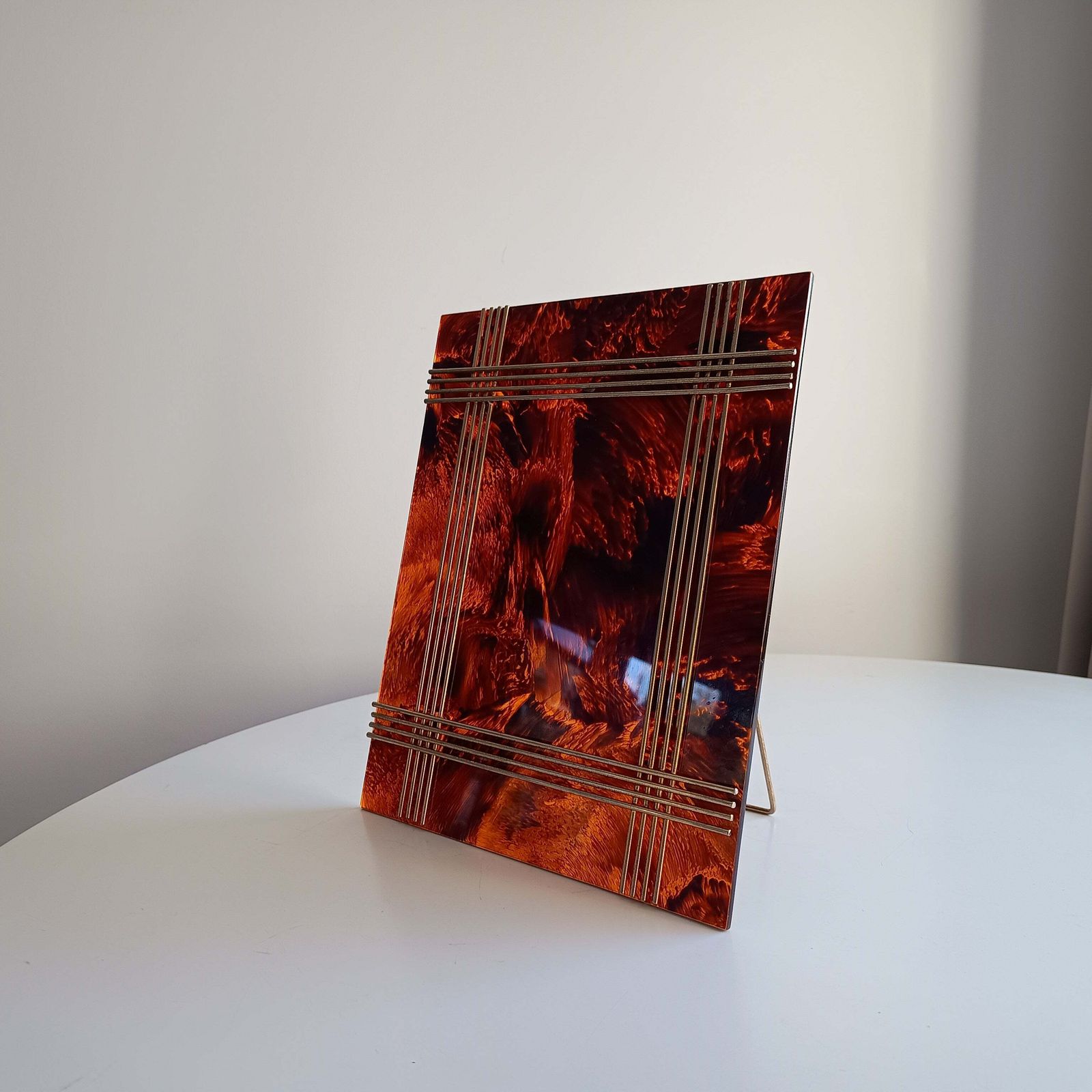 Vintage Midcentury Faux Tortoiseshell Lucite Frame In The Style Of Christian Dior Home Attr Gabriella Crespi photo 145.0
