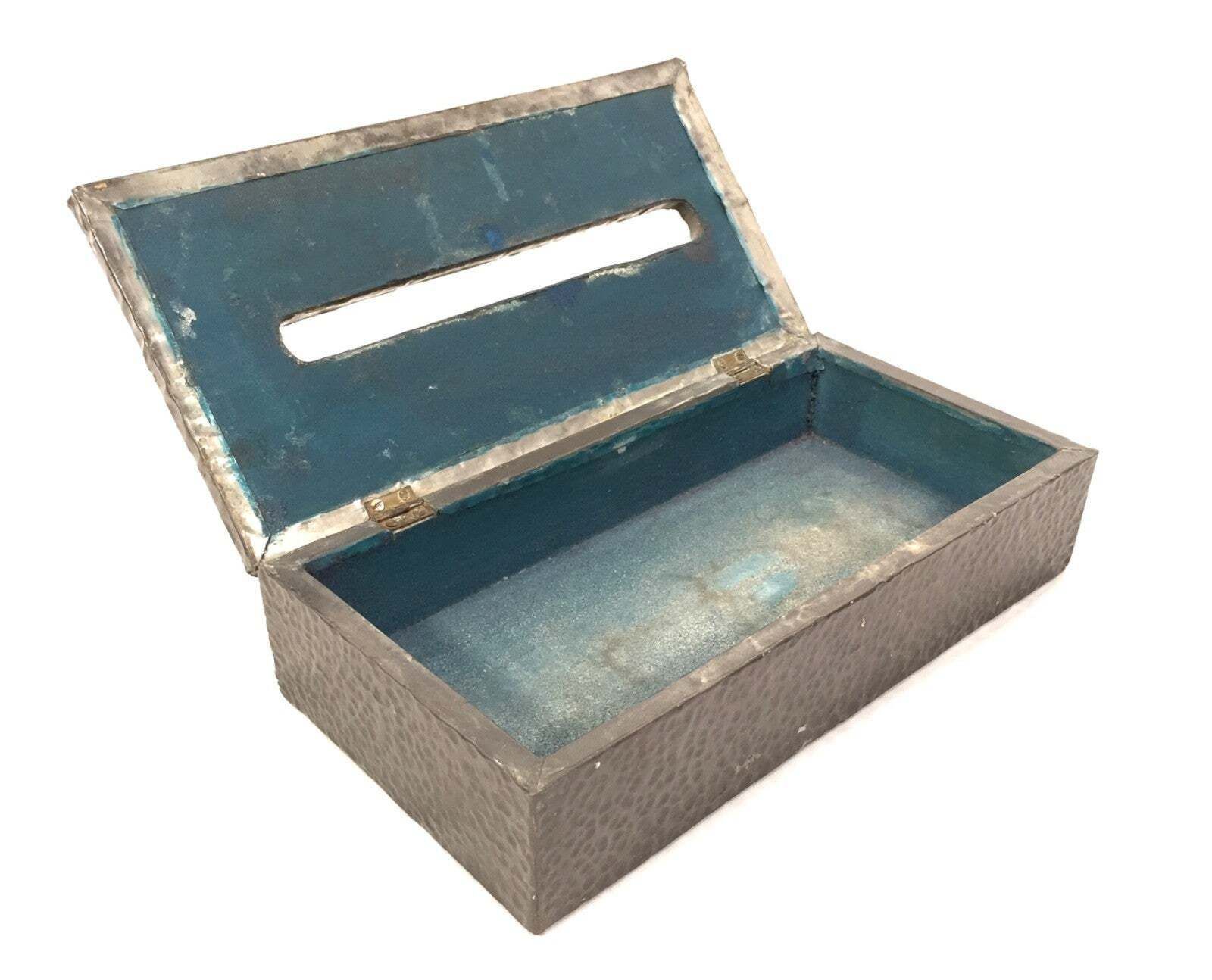 Antique Art Nouveau Pewter Metal Tabletop Tissue Box Holder / Floral Motifs photo buy