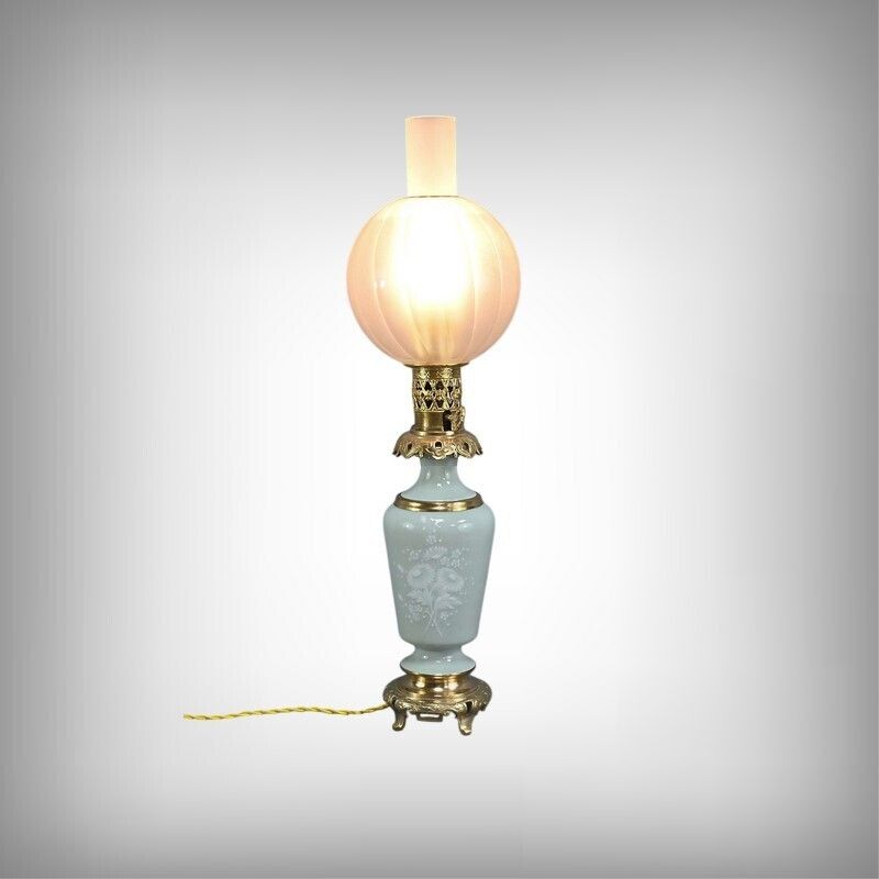 Electrified Celadon Oil Lamp, Napoleon III Period – Part 2 Of The 19th Century photo furniture