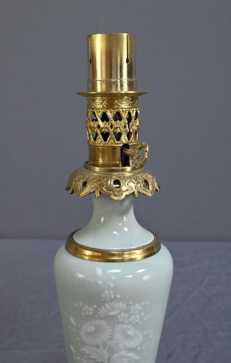 photo furniture Electrified Celadon Oil Lamp, Napoleon III Period – Part 2 Of The 19th Century