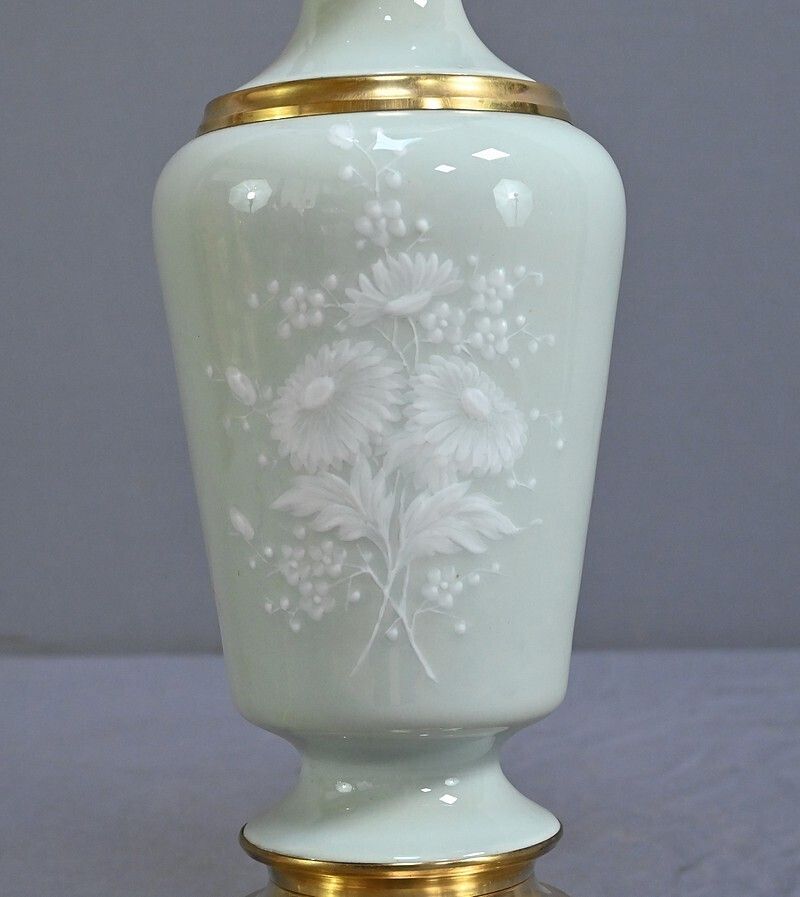 photo vinterior Electrified Celadon Oil Lamp, Napoleon III Period – Part 2 Of The 19th Century