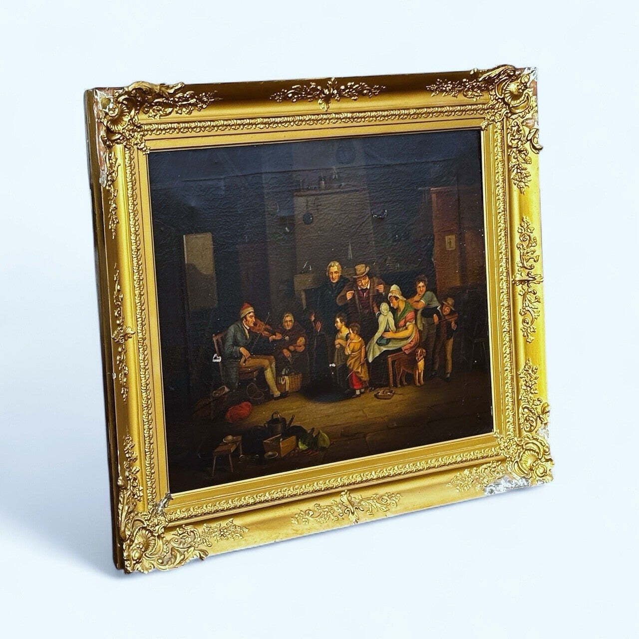 19th C Gilt Framed Rendition Of “The Blind Fiddler” Original By Sir David Wilkie
