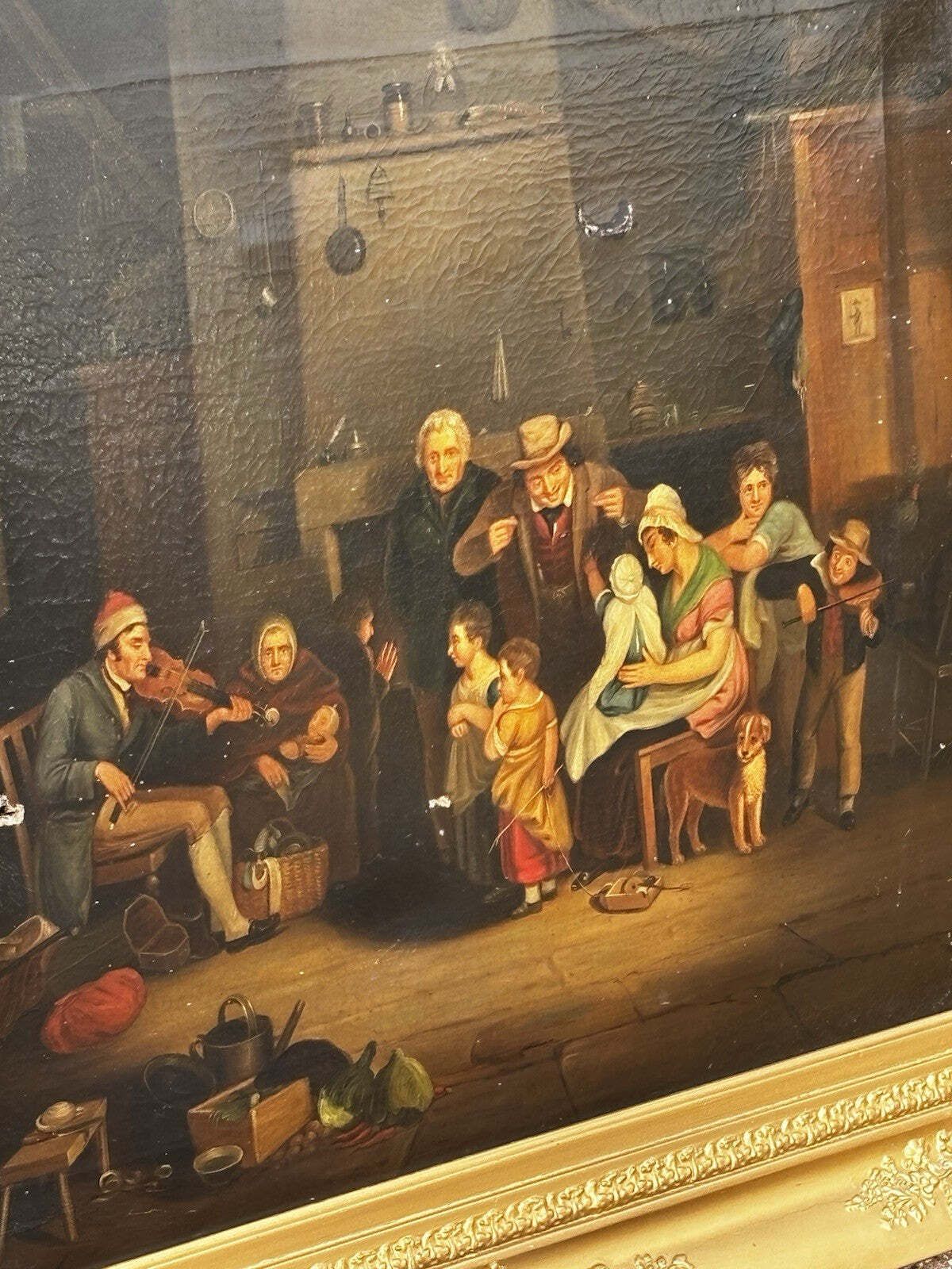 photo furniture 19th C Gilt Framed Rendition Of “The Blind Fiddler” Original By Sir David Wilkie
