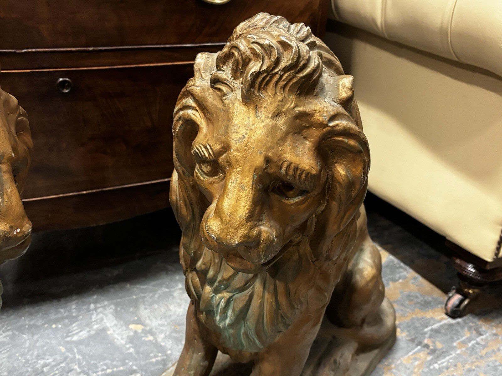 Pair Of 1930's Terracotta Garden Lions photo 1015.0