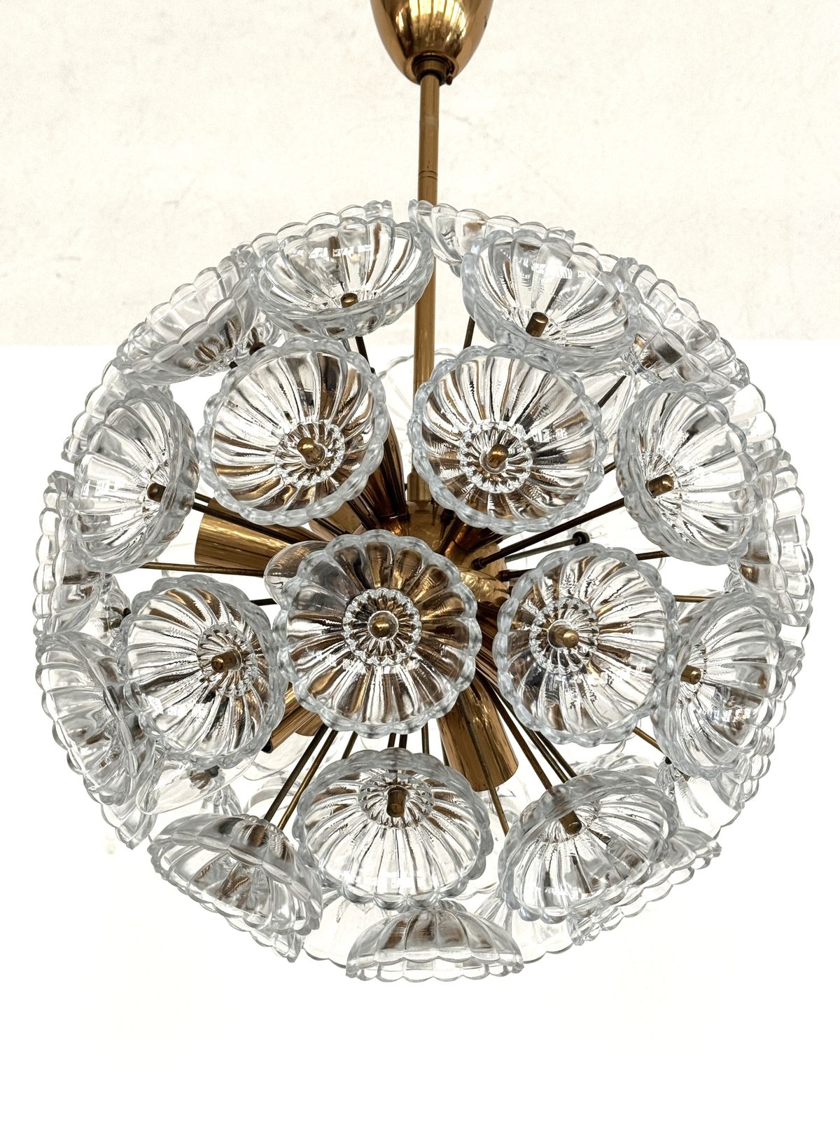 Midcentury Sputnik 'Dandelion' Chandelier Glass Flowers & Brass, Germany 1960 photo 1920.0