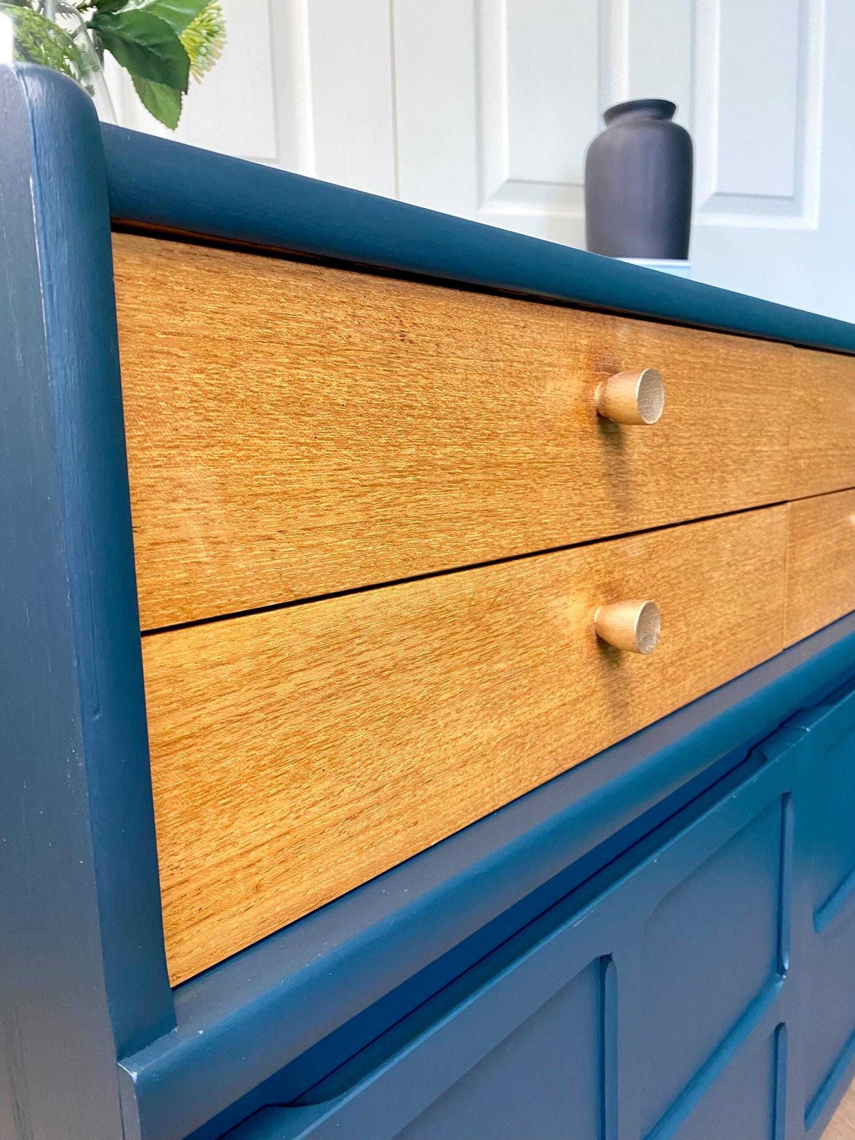 Refurbished Mid Century 1960s Nathan Teak Sideboard Petrol Blue photo for sale