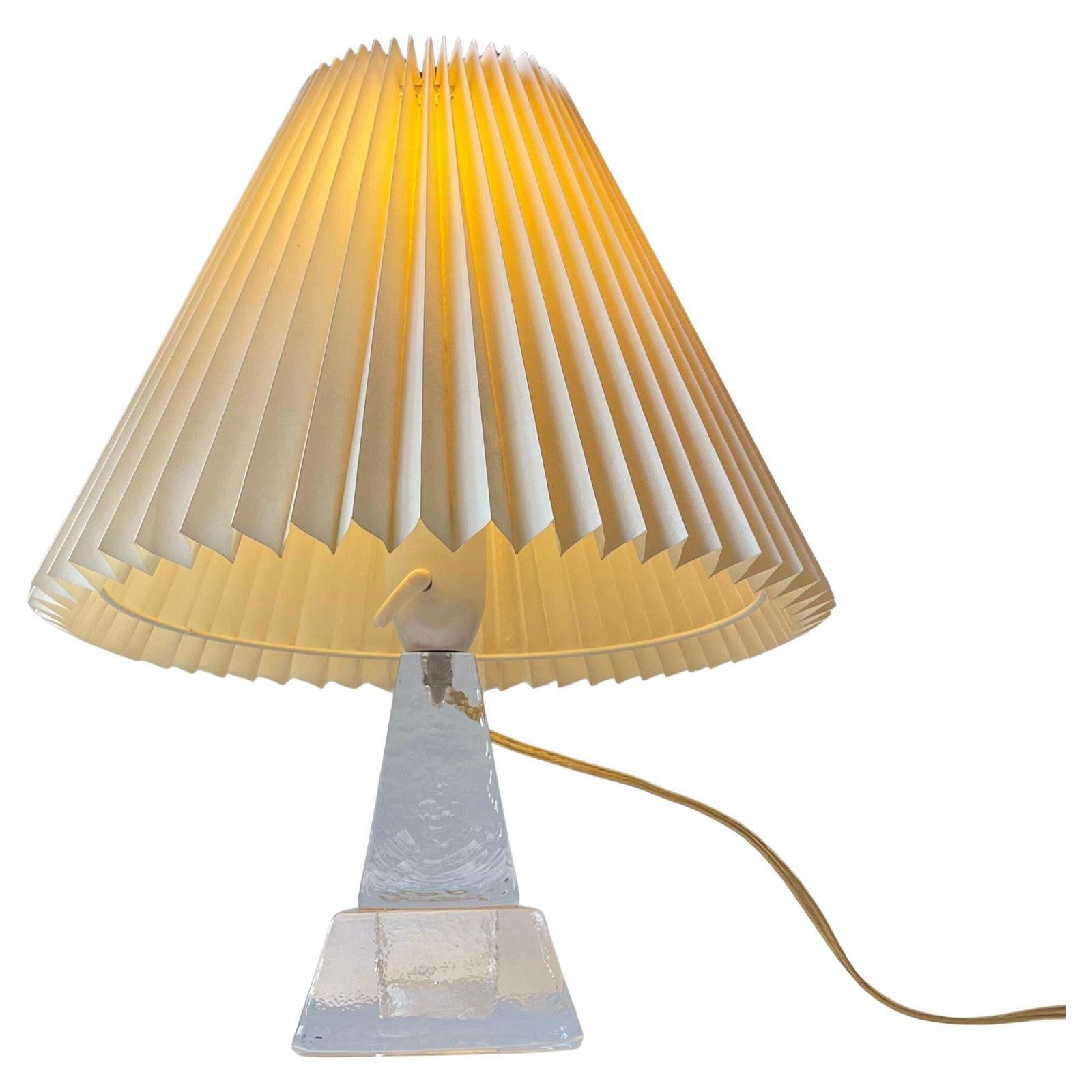 Urshult Glasbruk Sweden Midcentury Table Lamp In Ice Glass, 1960s photo 366.0