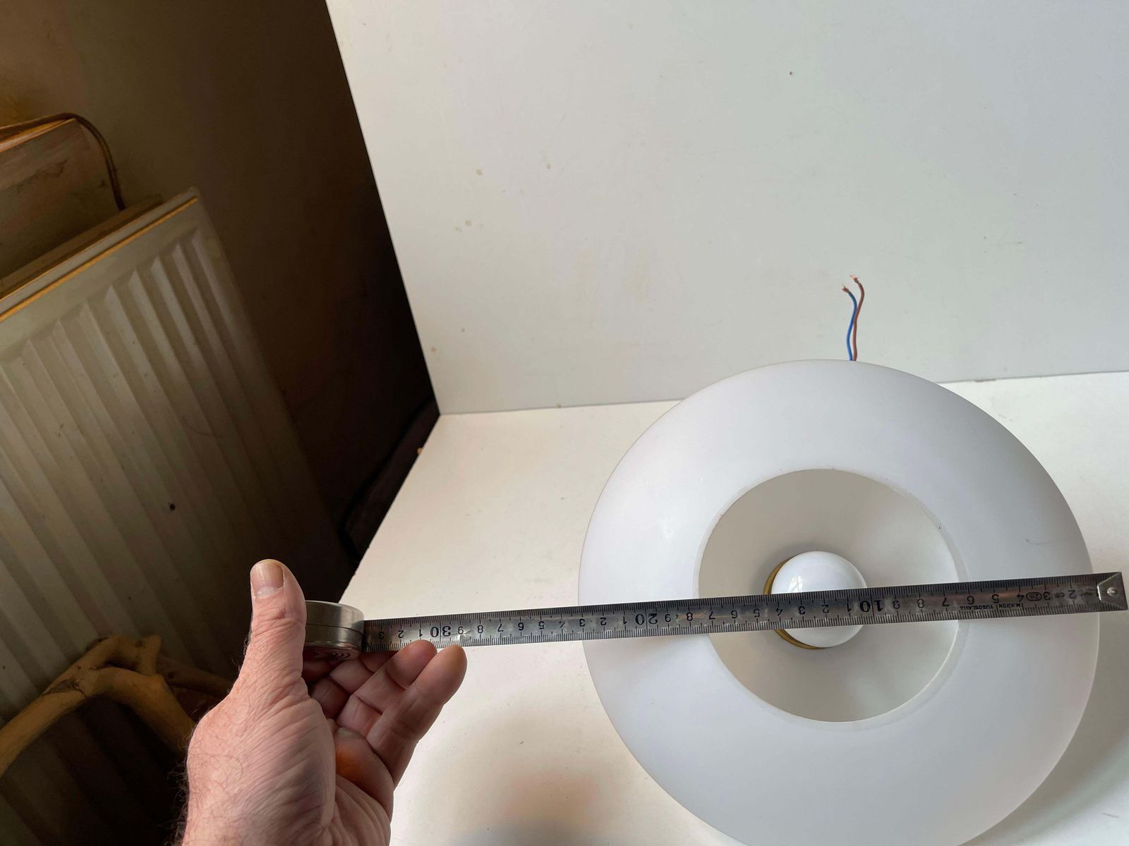 Danish Art Deco Pendant Lamp In White Opaline Glass, 1930s photo buy