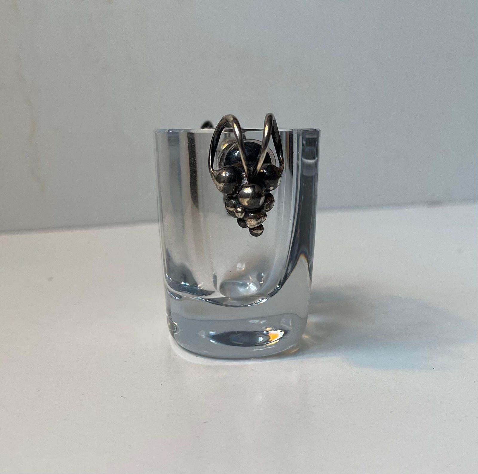 Art Deco Swedish Grace Crystal Vase W. Silver Grapes Dragsted & Strombergshyttan photo Home Decor