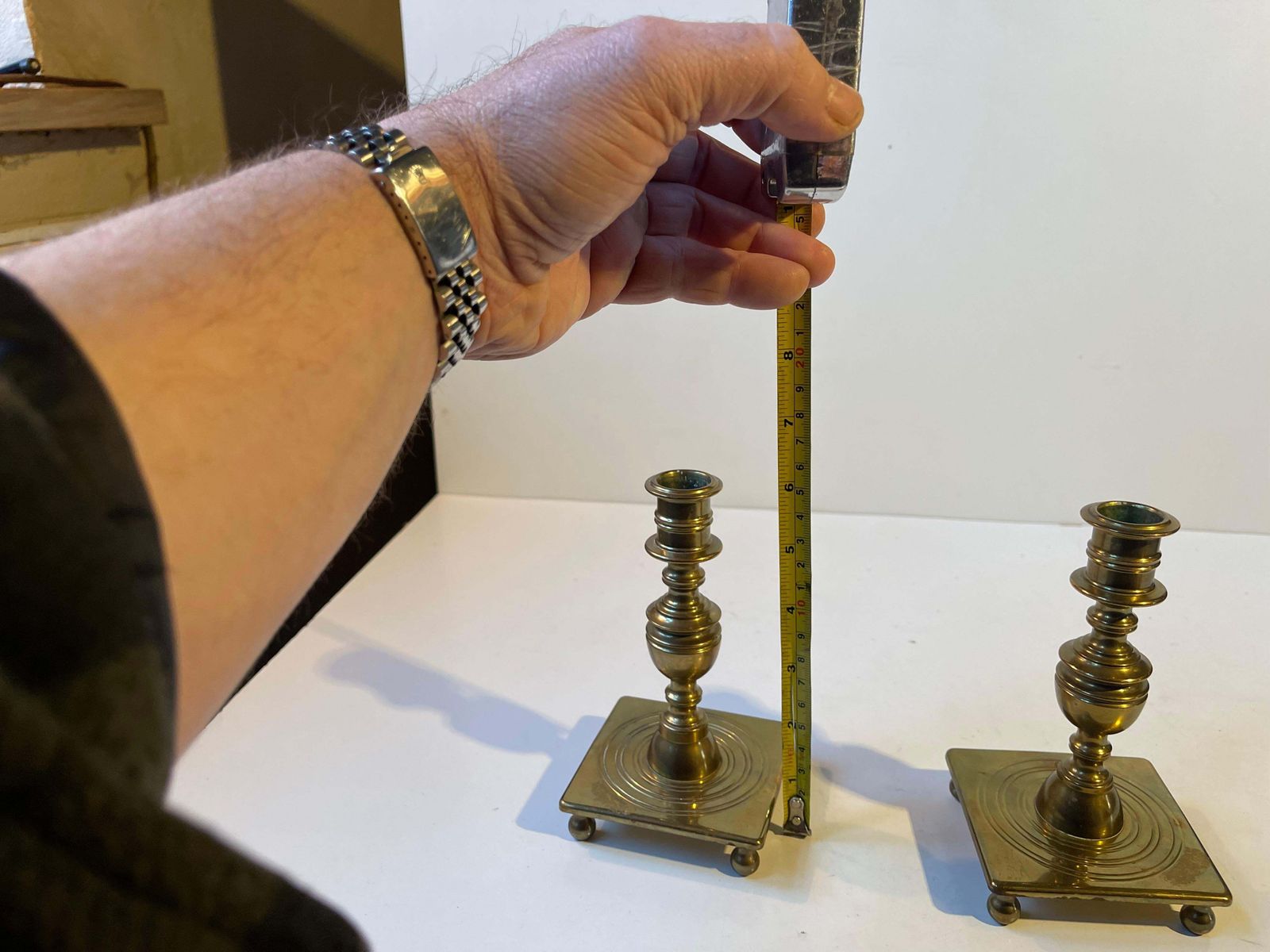 photo furniture Antique Castle Candlesticks In Brass, Danish Baroque Revival Style C. 1920