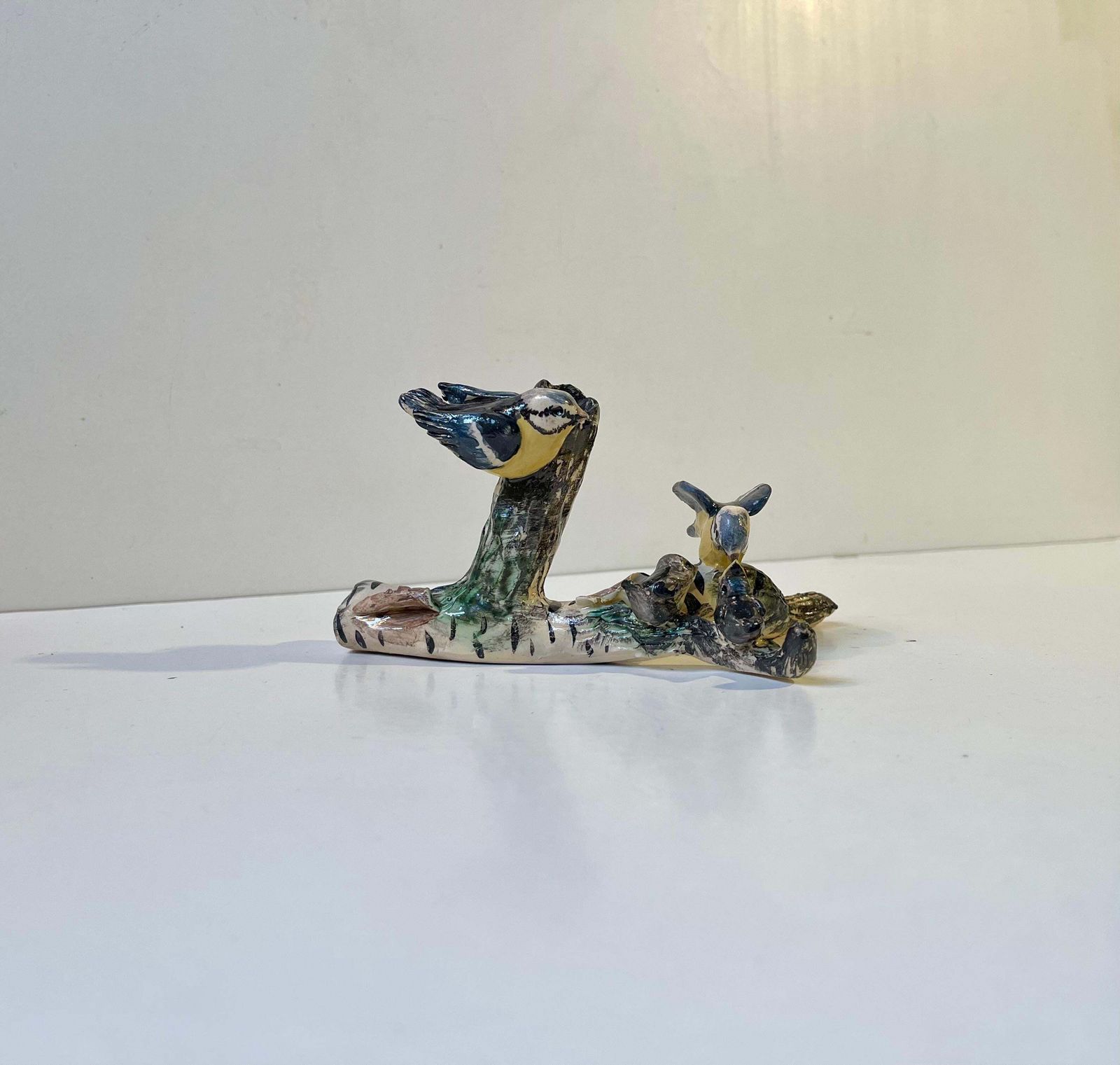 Scandinavian Ceramic Microcosmos Pen Holder W. Blue Tits On A Birch Branch photo furniture
