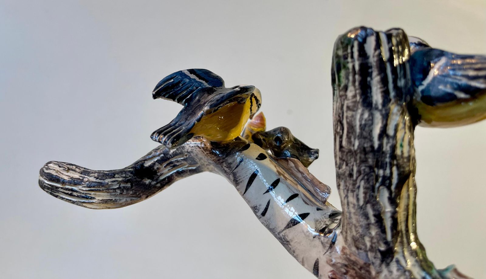 Scandinavian Ceramic Microcosmos Pen Holder W. Blue Tits On A Birch Branch photo 241.0
