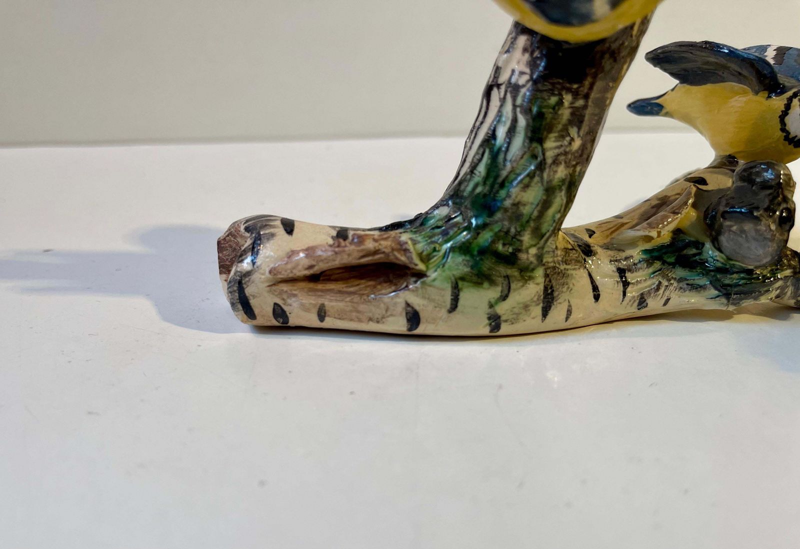 Scandinavian Ceramic Microcosmos Pen Holder W. Blue Tits On A Birch Branch photo vintage